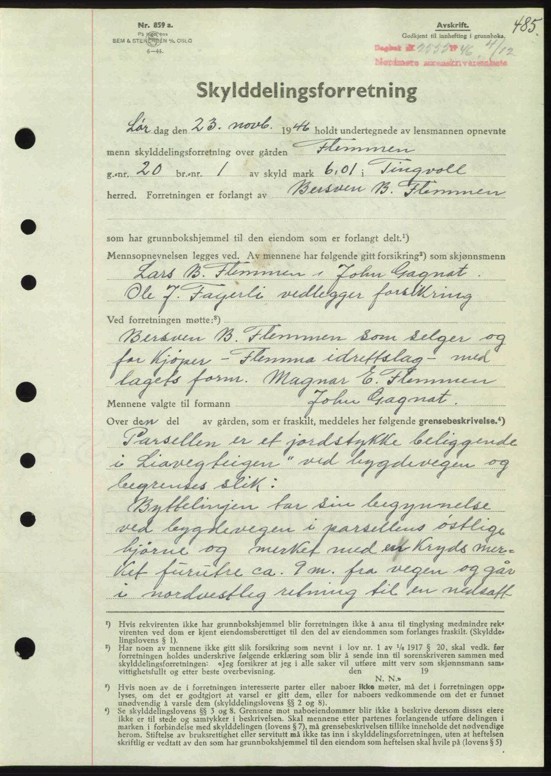 Nordmøre sorenskriveri, AV/SAT-A-4132/1/2/2Ca: Mortgage book no. A103, 1946-1947, Diary no: : 2555/1946