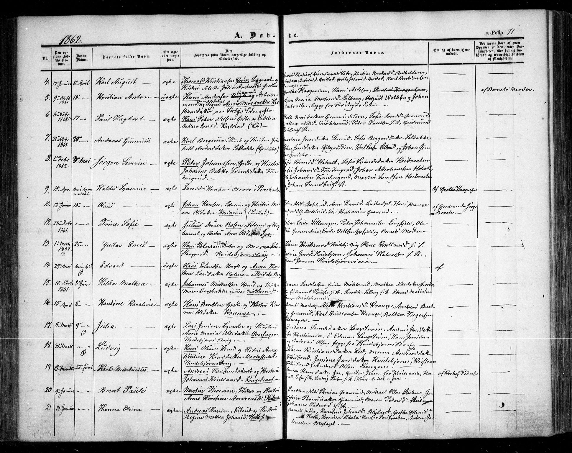 Nesodden prestekontor Kirkebøker, SAO/A-10013/F/Fa/L0007: Parish register (official) no. I 7, 1848-1868, p. 71