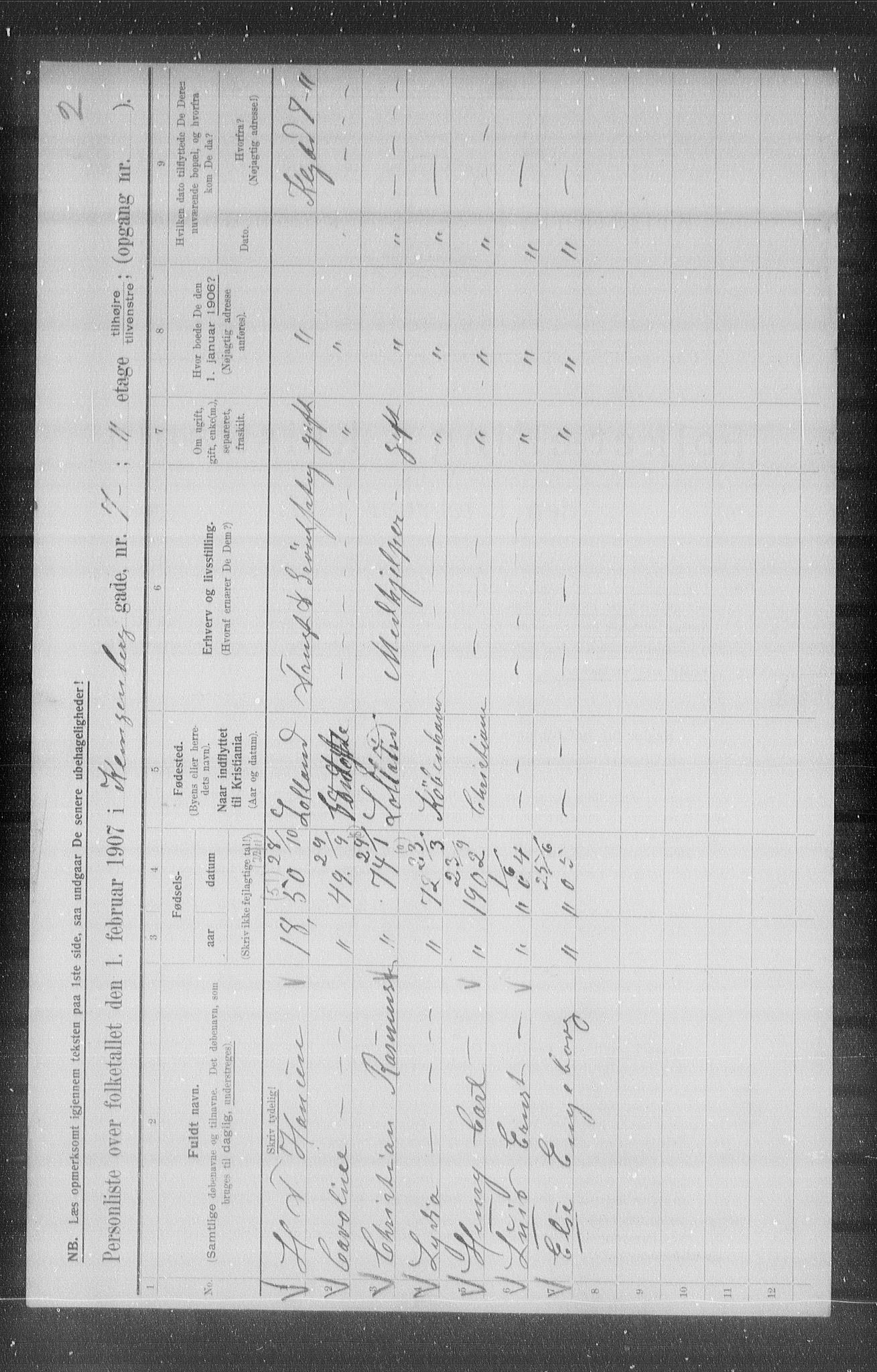 OBA, Municipal Census 1907 for Kristiania, 1907, p. 26395