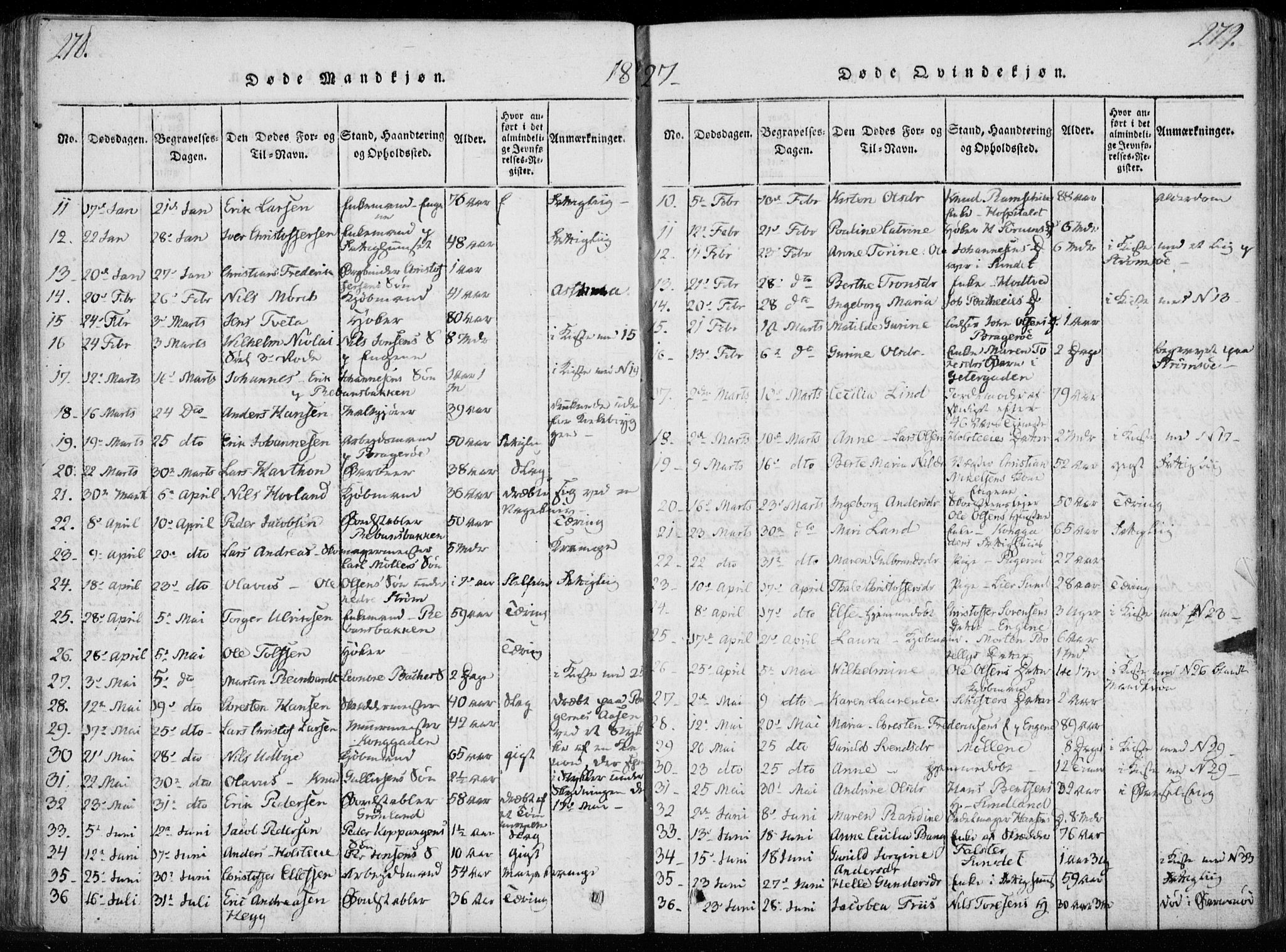 Bragernes kirkebøker, AV/SAKO-A-6/F/Fa/L0007: Parish register (official) no. I 7, 1815-1829, p. 278-279