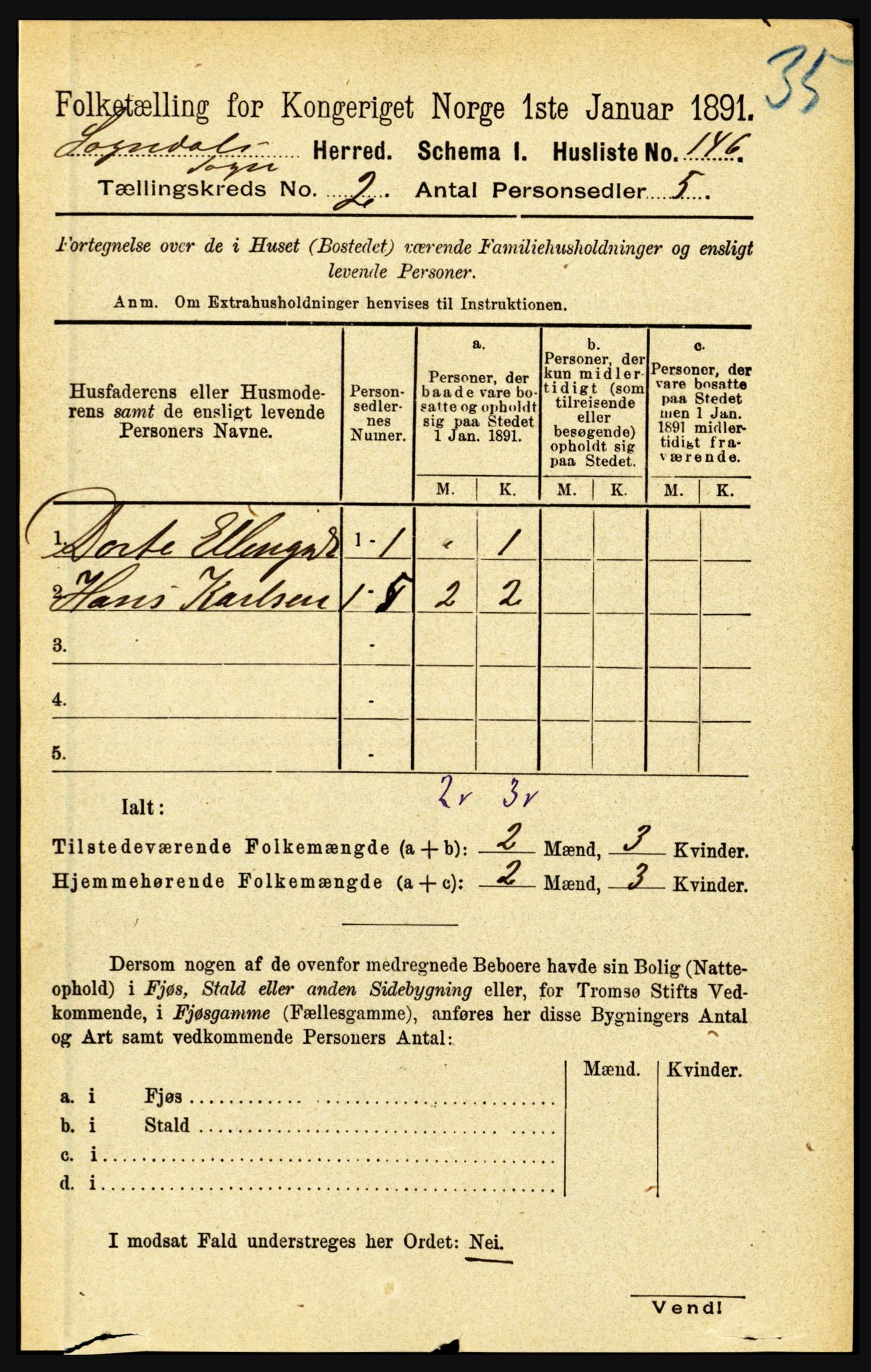 RA, 1891 census for 1420 Sogndal, 1891, p. 587