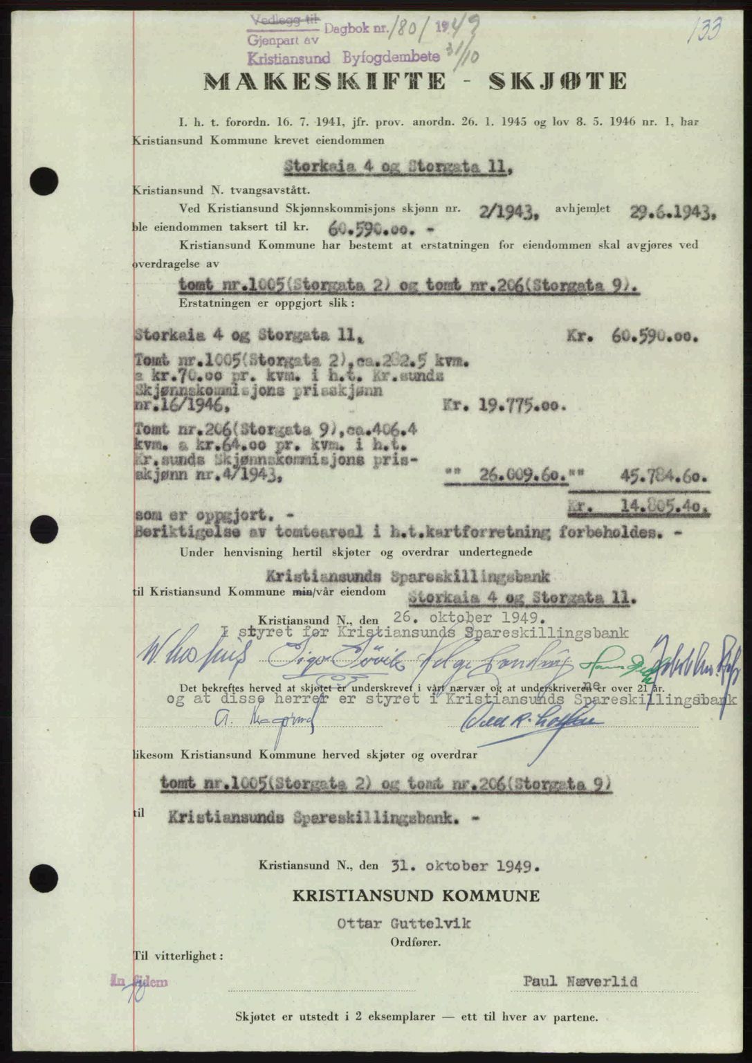 Kristiansund byfogd, AV/SAT-A-4587/A/27: Mortgage book no. 46, 1949-1950, Diary no: : 1801/1949