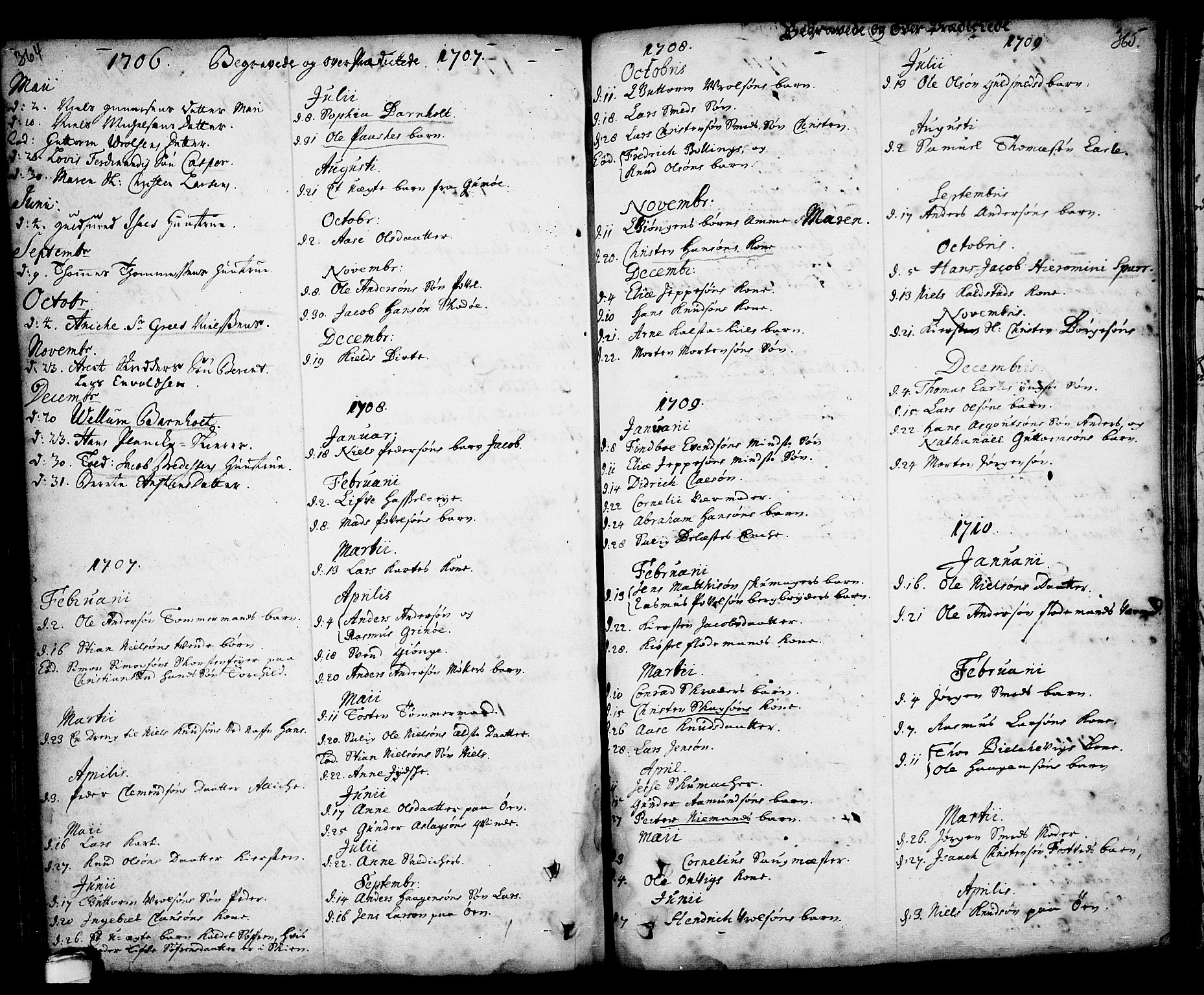 Kragerø kirkebøker, SAKO/A-278/F/Fa/L0001: Parish register (official) no. 1, 1702-1766, p. 364-365