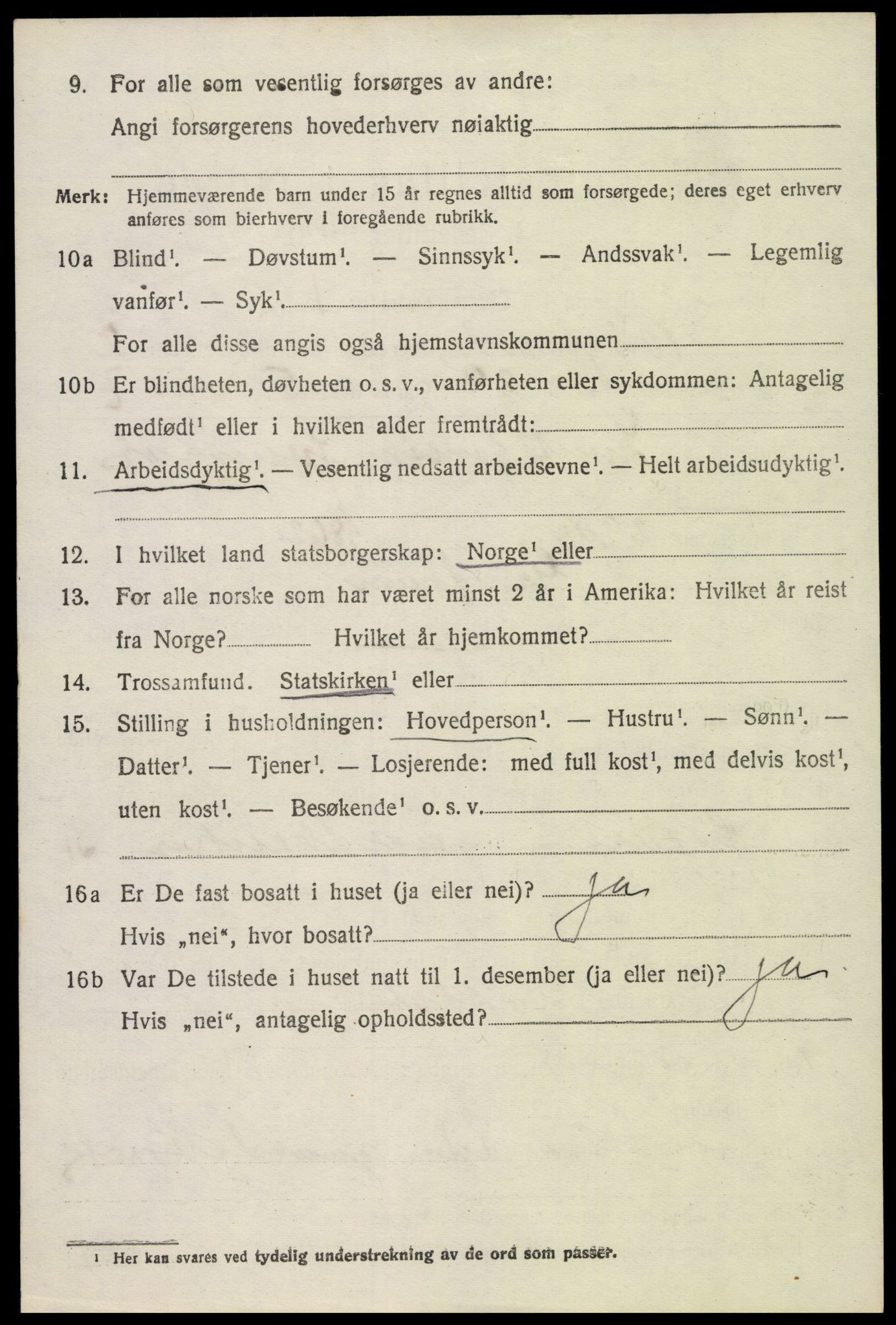 SAK, 1920 census for Bygland, 1920, p. 1460