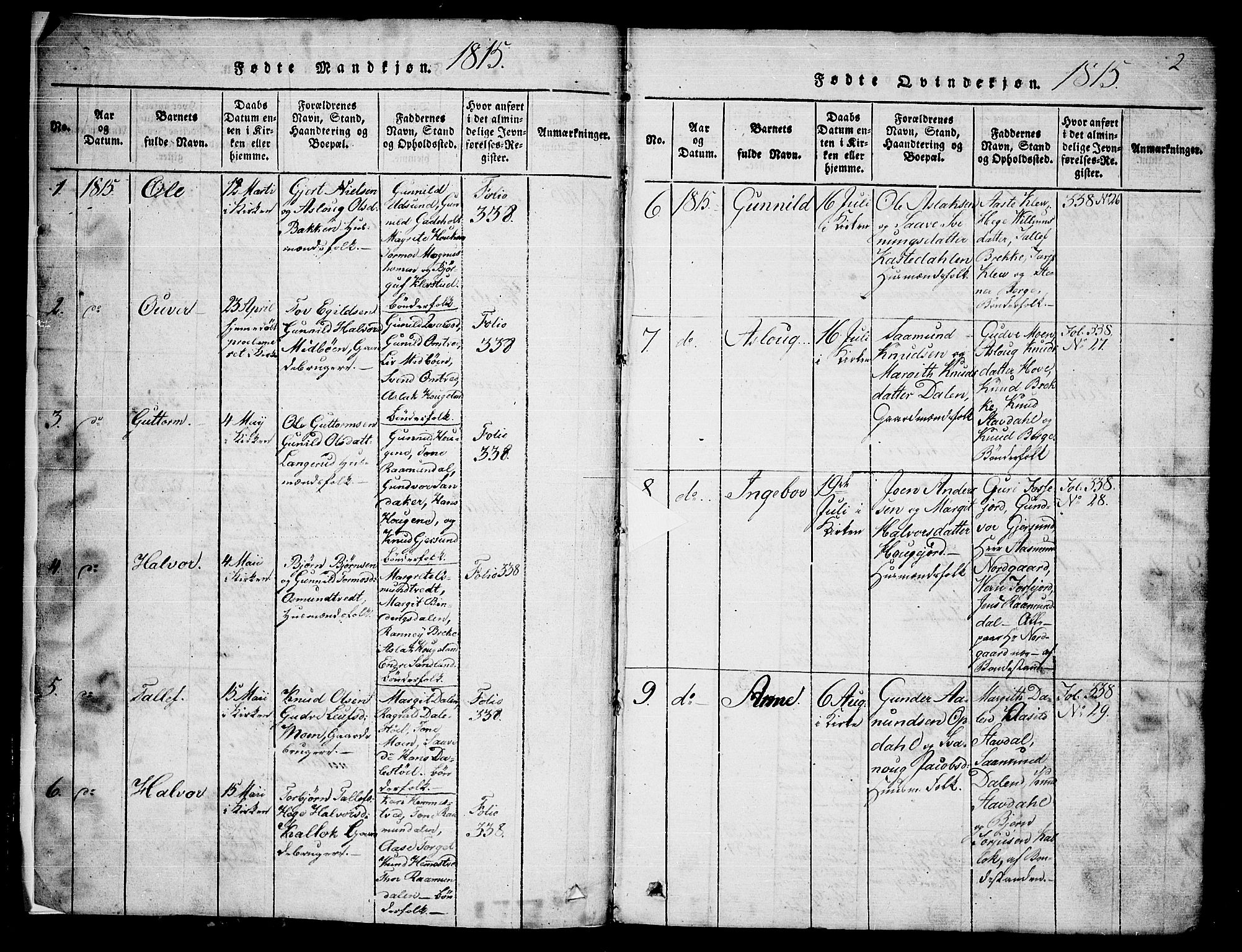 Kviteseid kirkebøker, SAKO/A-276/G/Gb/L0001: Parish register (copy) no. II 1, 1815-1842, p. 2