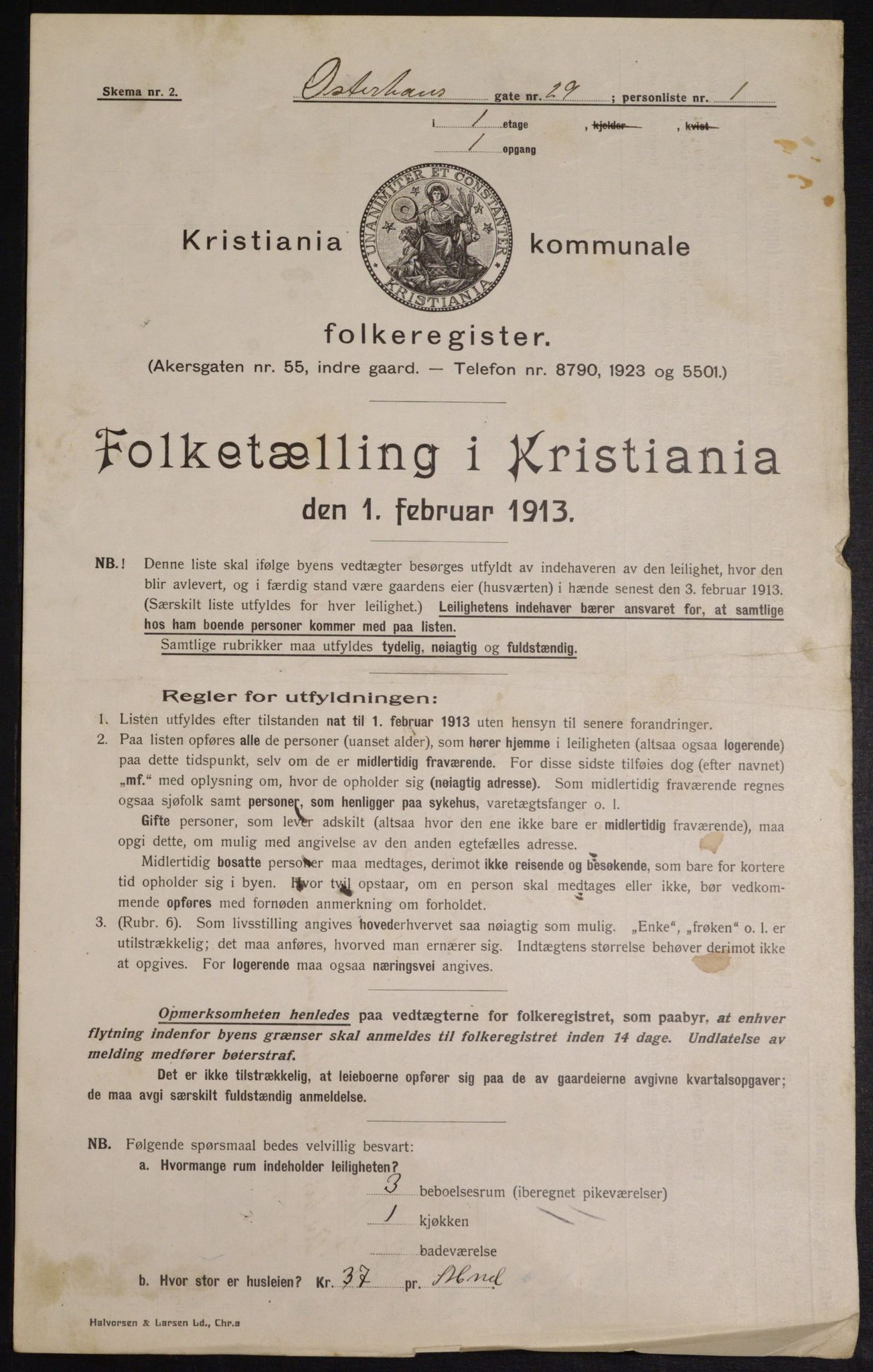 OBA, Municipal Census 1913 for Kristiania, 1913, p. 77909