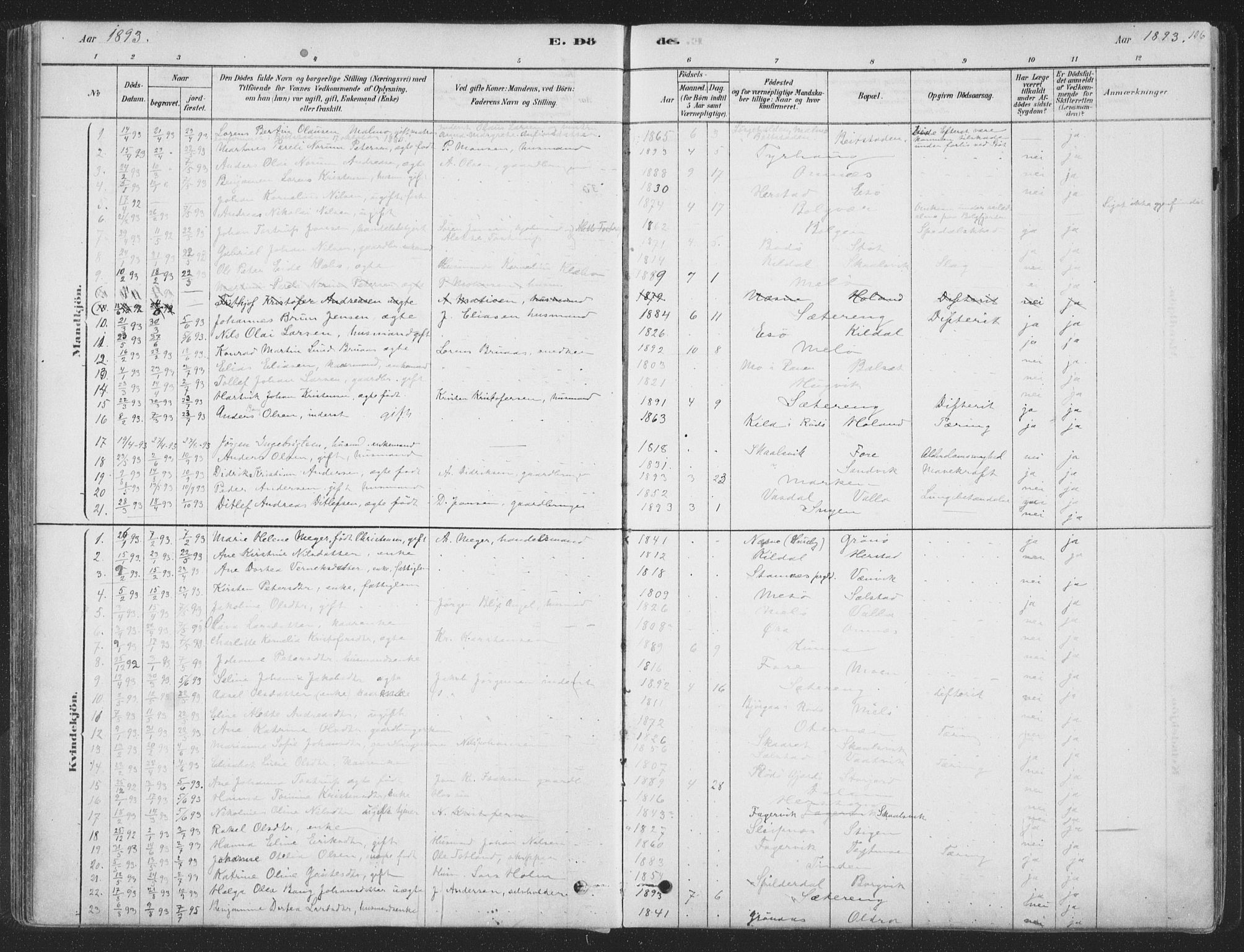 Ministerialprotokoller, klokkerbøker og fødselsregistre - Nordland, SAT/A-1459/843/L0627: Parish register (official) no. 843A02, 1878-1908, p. 106