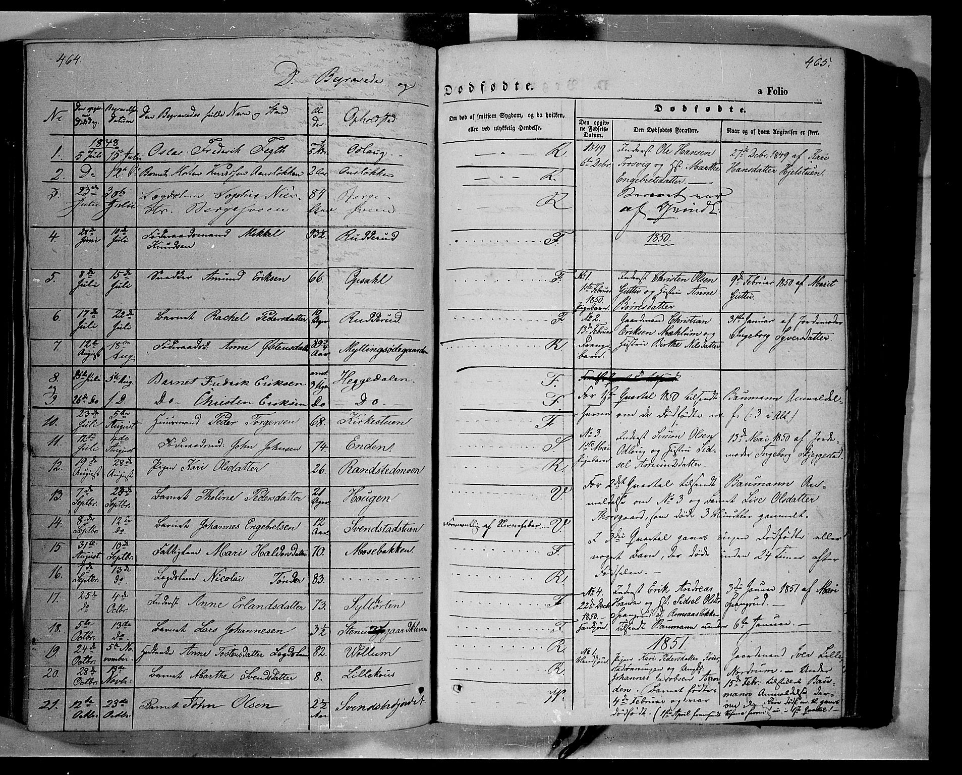 Ringebu prestekontor, SAH/PREST-082/H/Ha/Haa/L0006: Parish register (official) no. 6, 1848-1859, p. 464-465