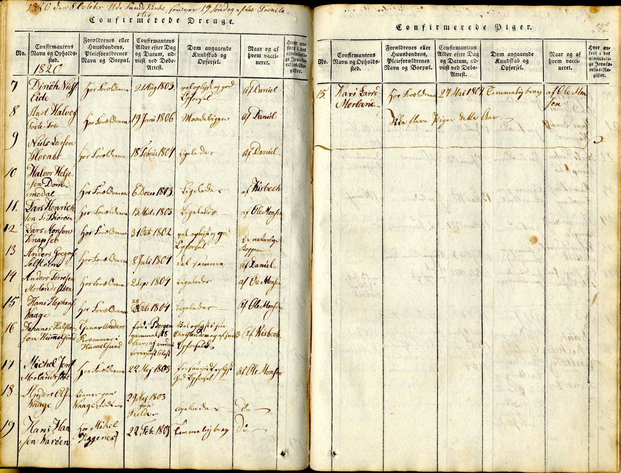 Sund sokneprestembete, AV/SAB-A-99930: Parish register (official) no. A 11, 1814-1825, p. 242