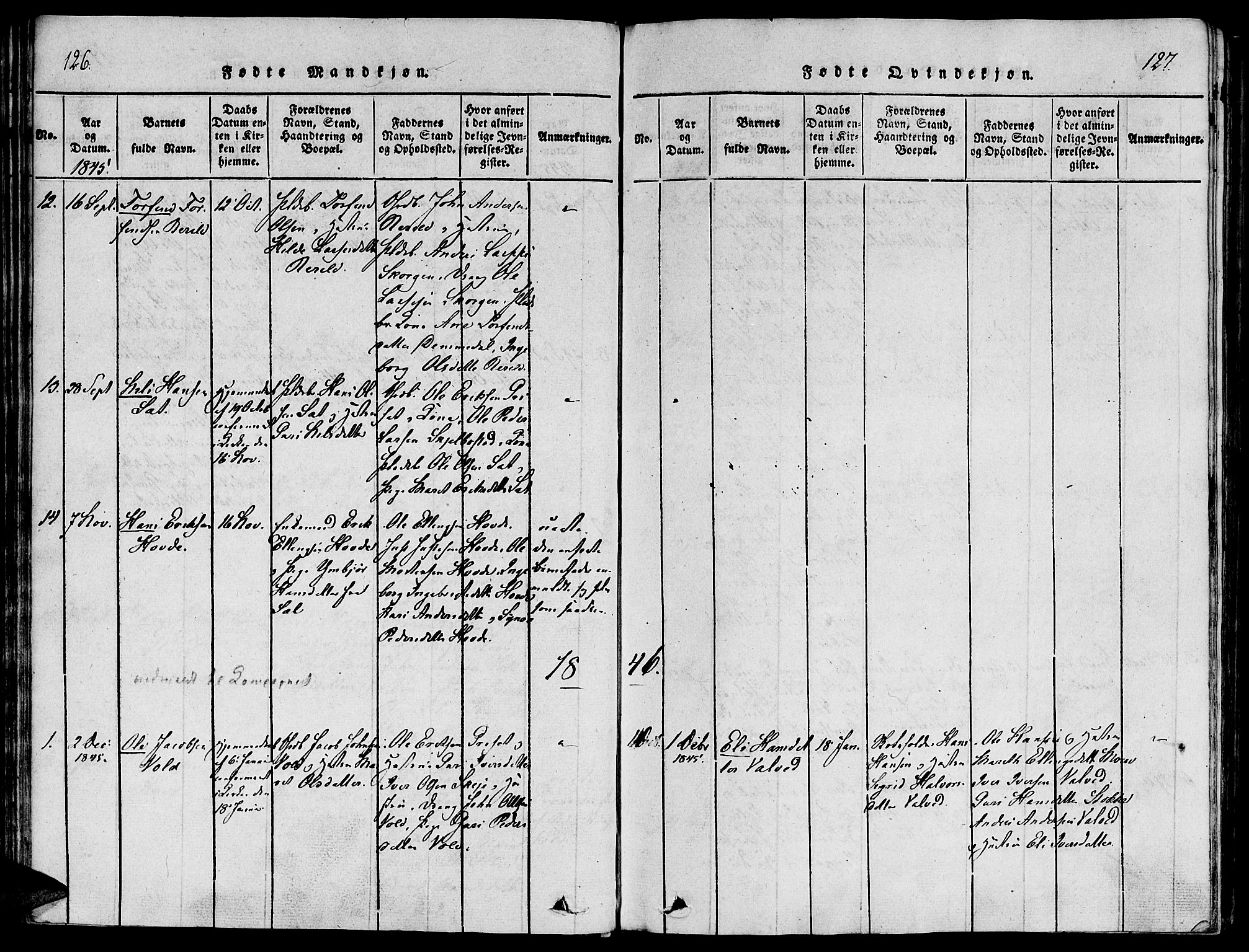 Ministerialprotokoller, klokkerbøker og fødselsregistre - Møre og Romsdal, SAT/A-1454/543/L0561: Parish register (official) no. 543A01, 1818-1853, p. 126-127