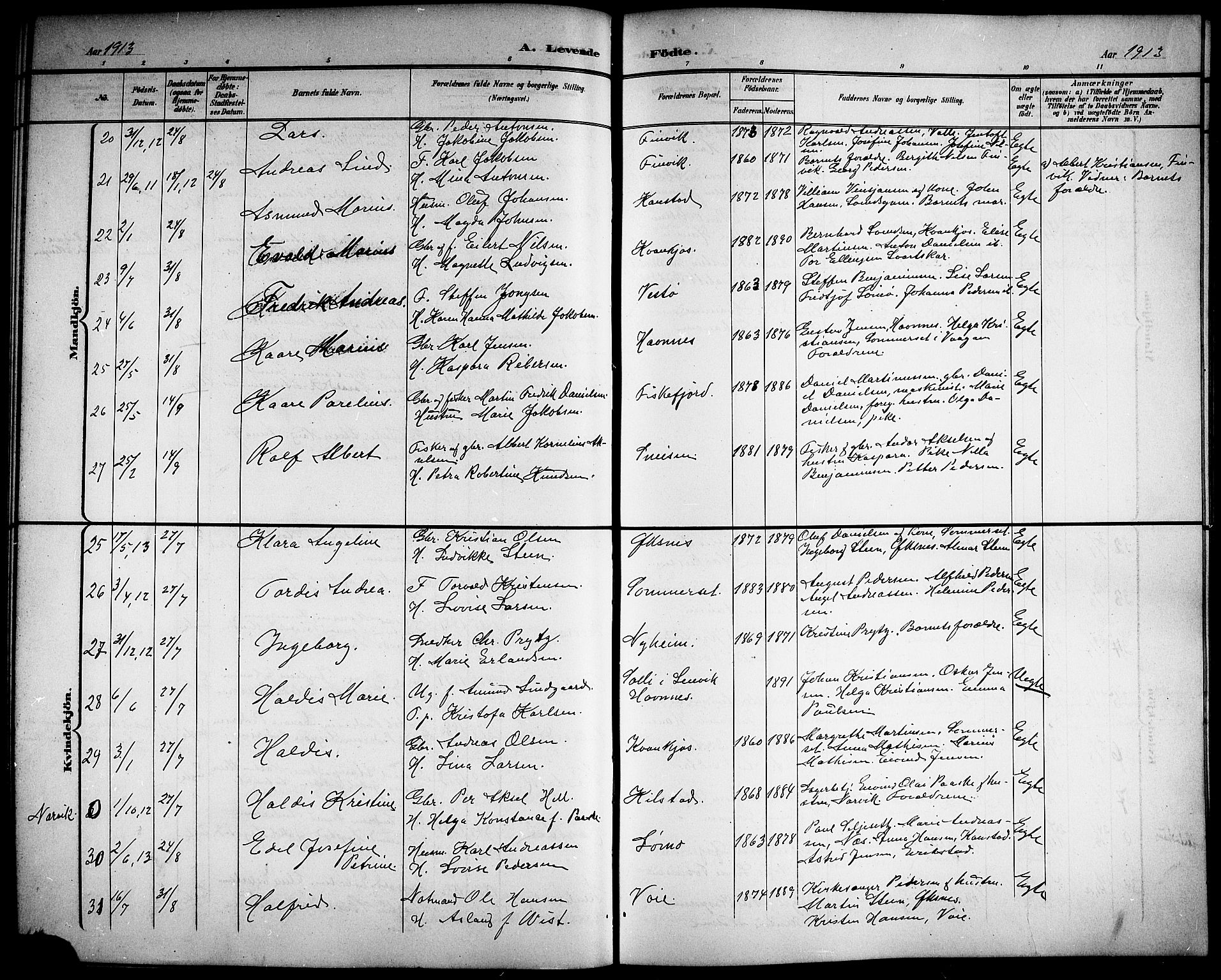 Ministerialprotokoller, klokkerbøker og fødselsregistre - Nordland, AV/SAT-A-1459/872/L1048: Parish register (copy) no. 872C04, 1898-1919