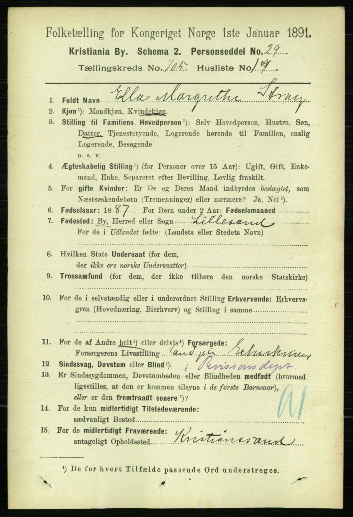 RA, 1891 census for 0301 Kristiania, 1891, p. 53512