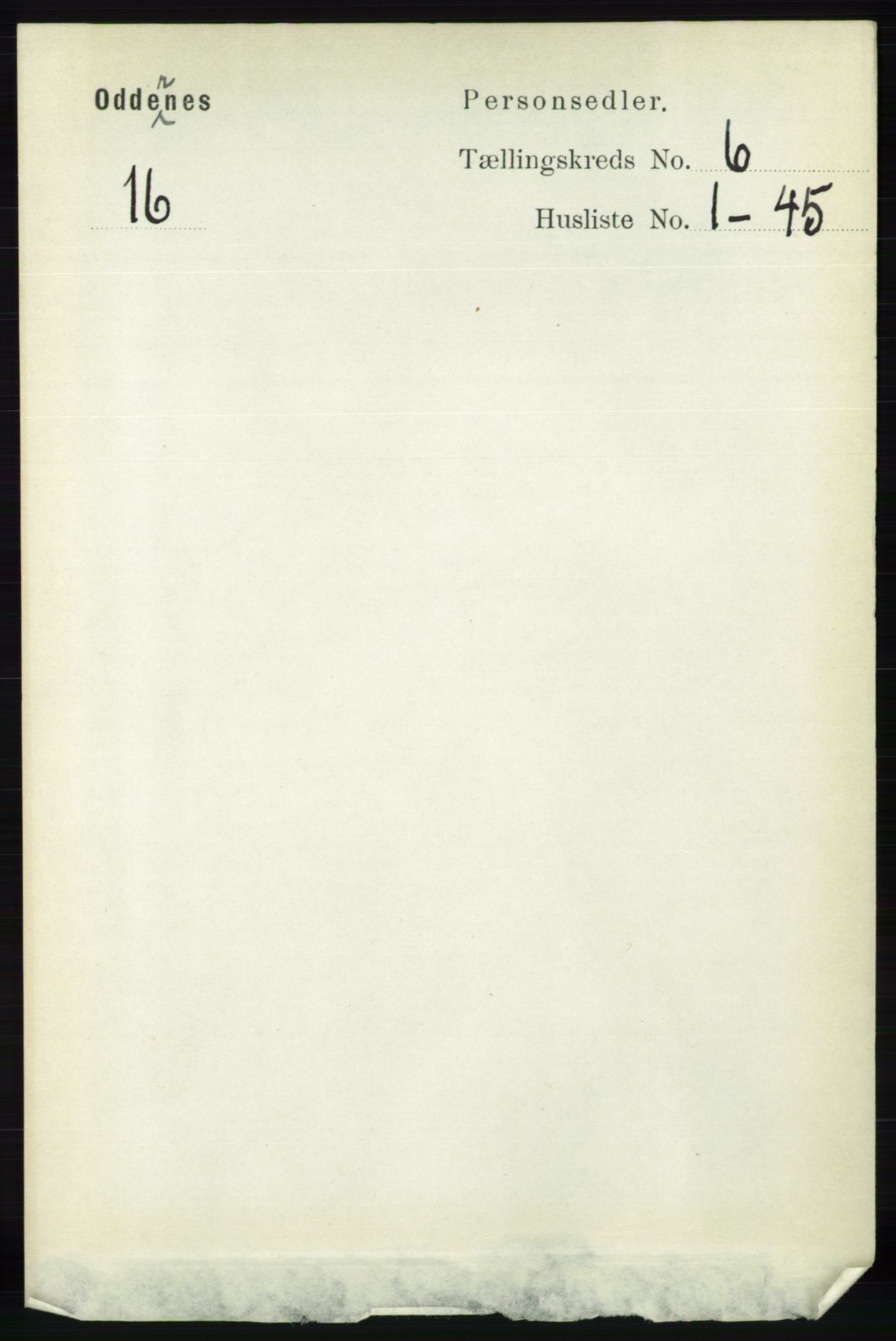 RA, 1891 census for 1012 Oddernes, 1891, p. 2196
