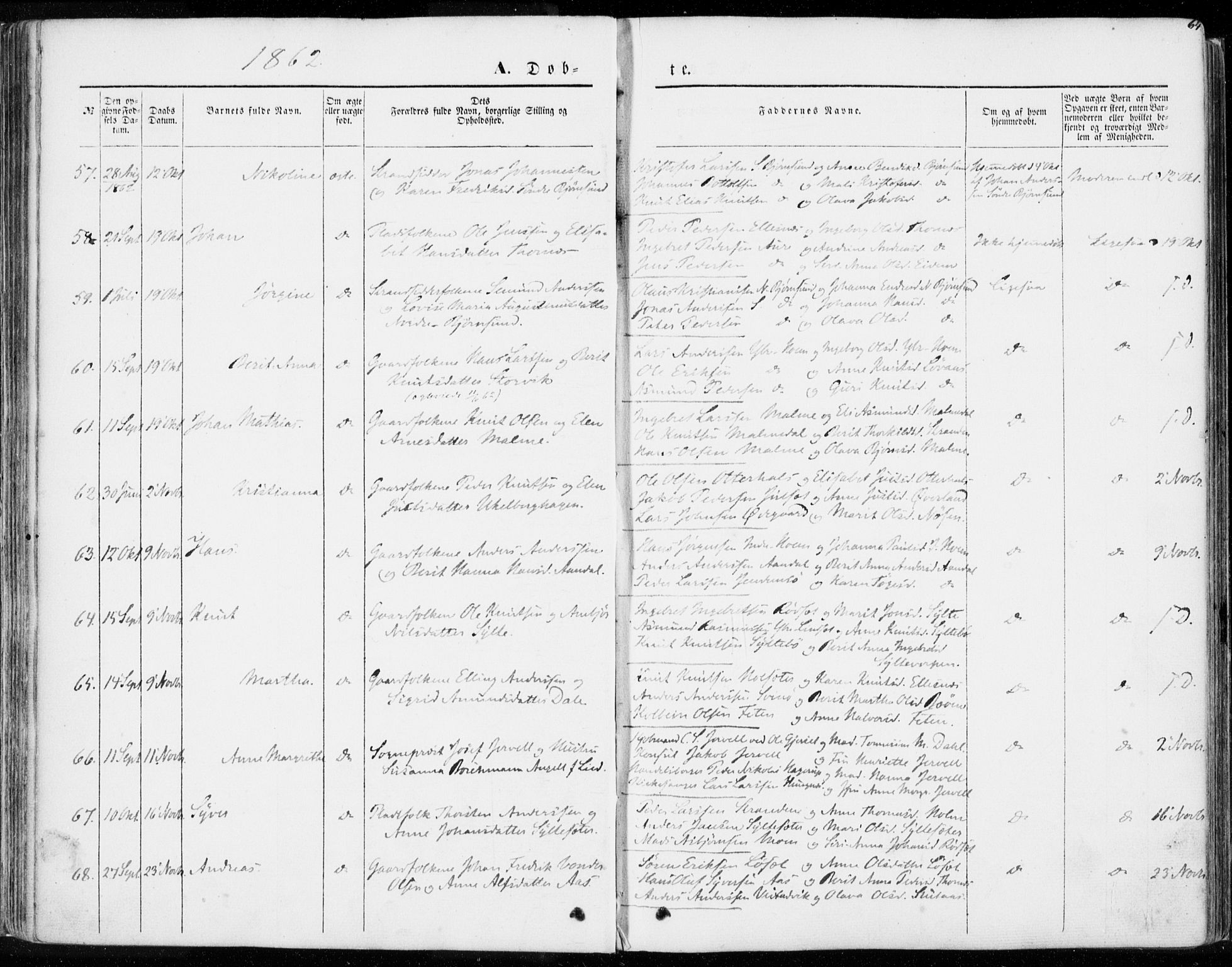 Ministerialprotokoller, klokkerbøker og fødselsregistre - Møre og Romsdal, SAT/A-1454/565/L0748: Parish register (official) no. 565A02, 1845-1872, p. 64