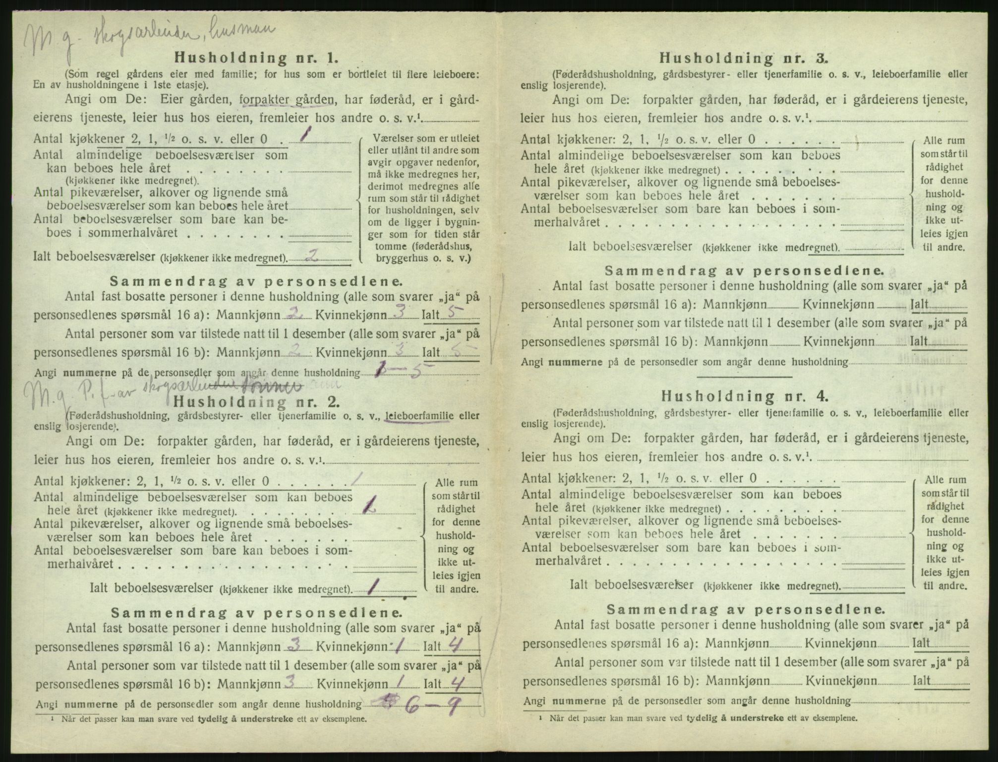 SAK, 1920 census for Vegårshei, 1920, p. 195