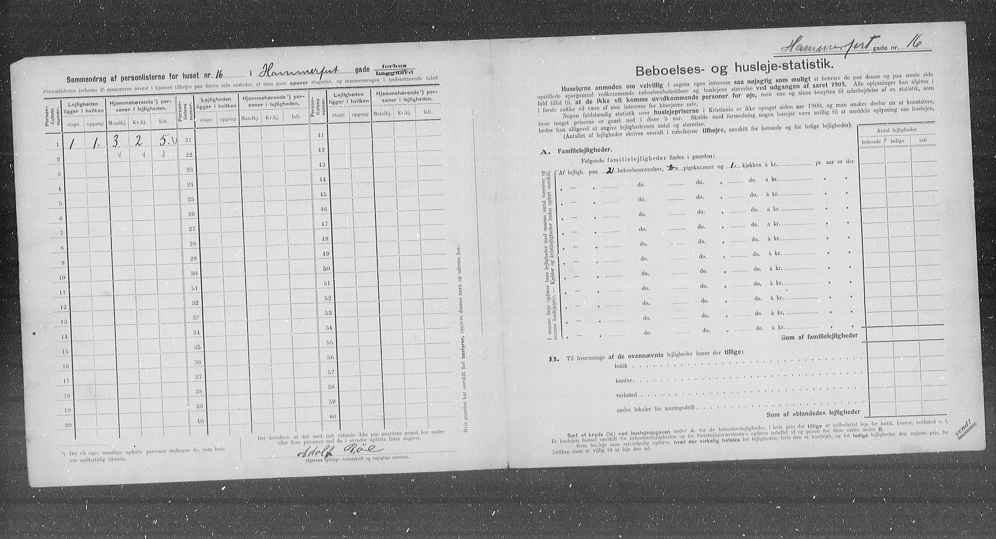 OBA, Municipal Census 1905 for Kristiania, 1905, p. 17749