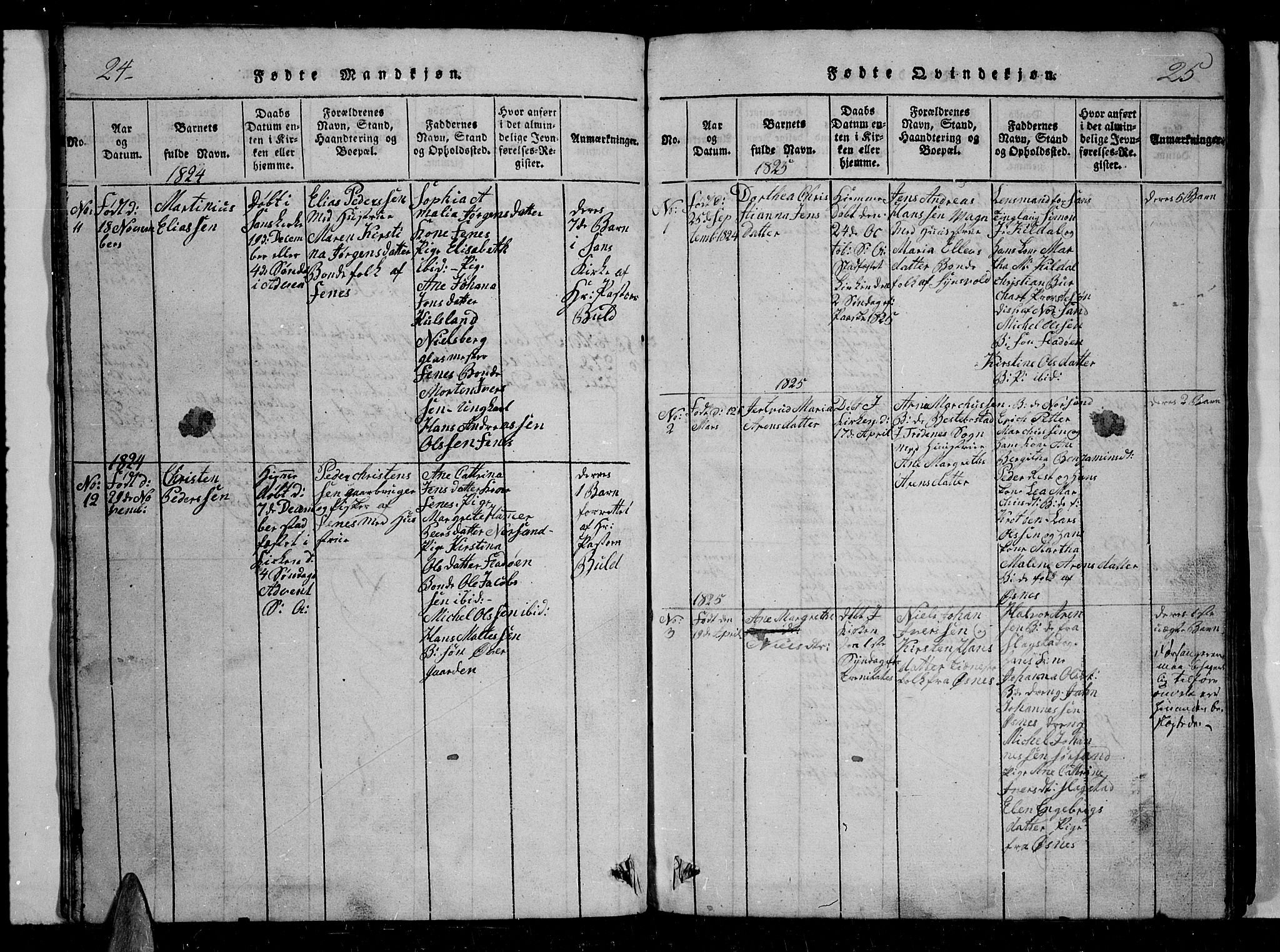 Trondenes sokneprestkontor, SATØ/S-1319/H/Hb/L0004klokker: Parish register (copy) no. 4, 1821-1839, p. 24-25