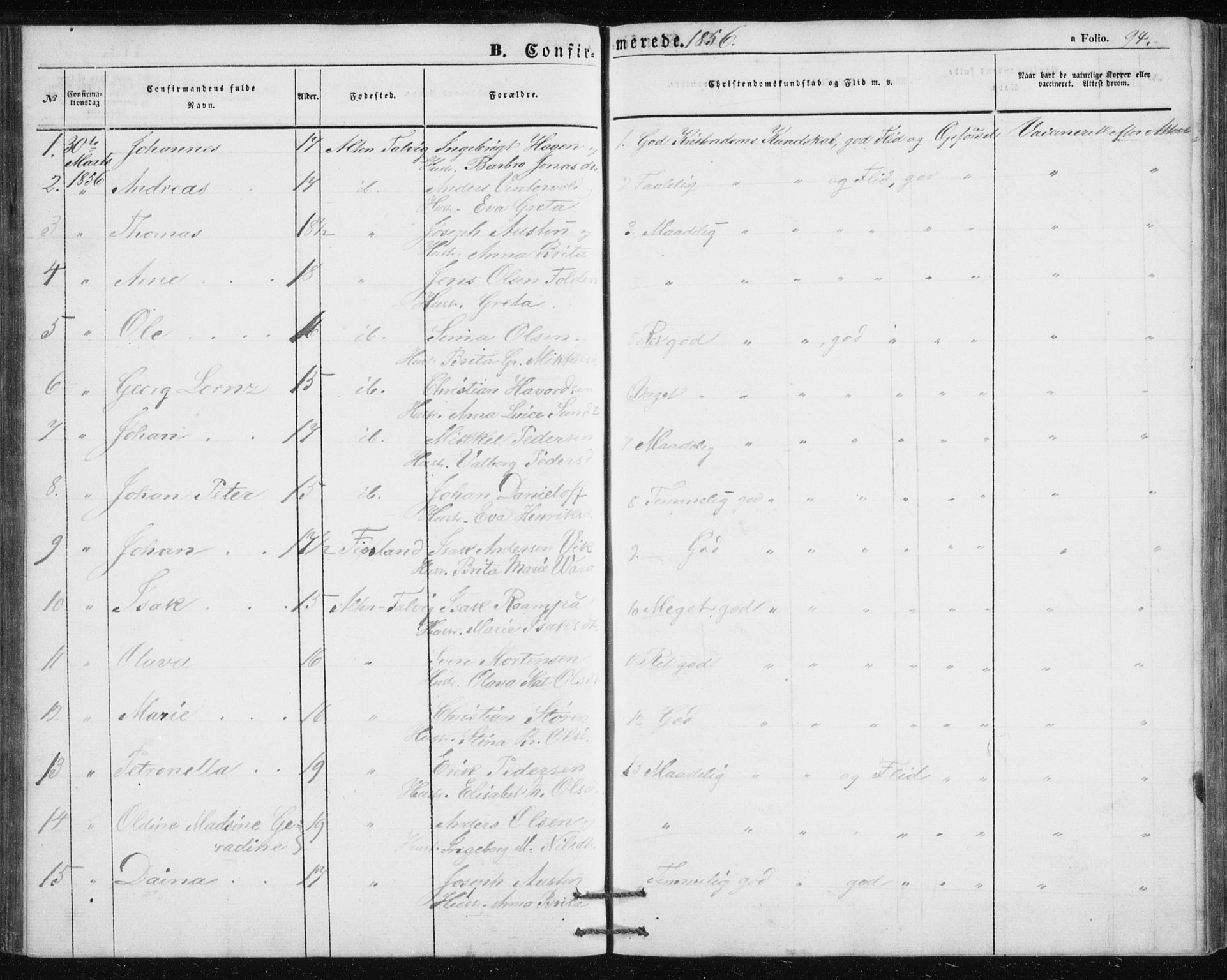 Alta sokneprestkontor, SATØ/S-1338/H/Hb/L0002.klokk: Parish register (copy) no. 2, 1856-1880, p. 94