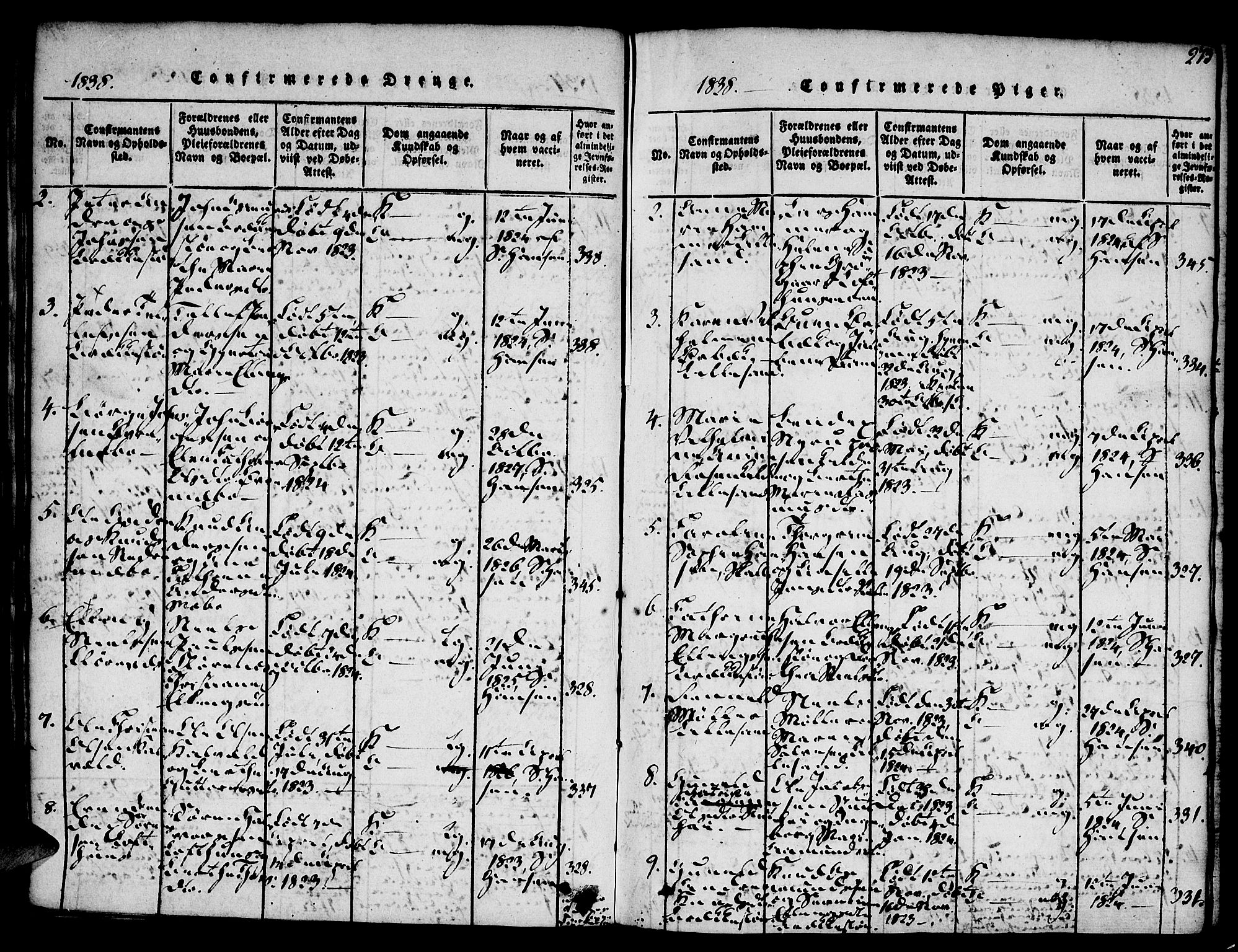 Vestre Moland sokneprestkontor, AV/SAK-1111-0046/F/Fa/Fab/L0003: Parish register (official) no. A 3, 1816-1843, p. 273