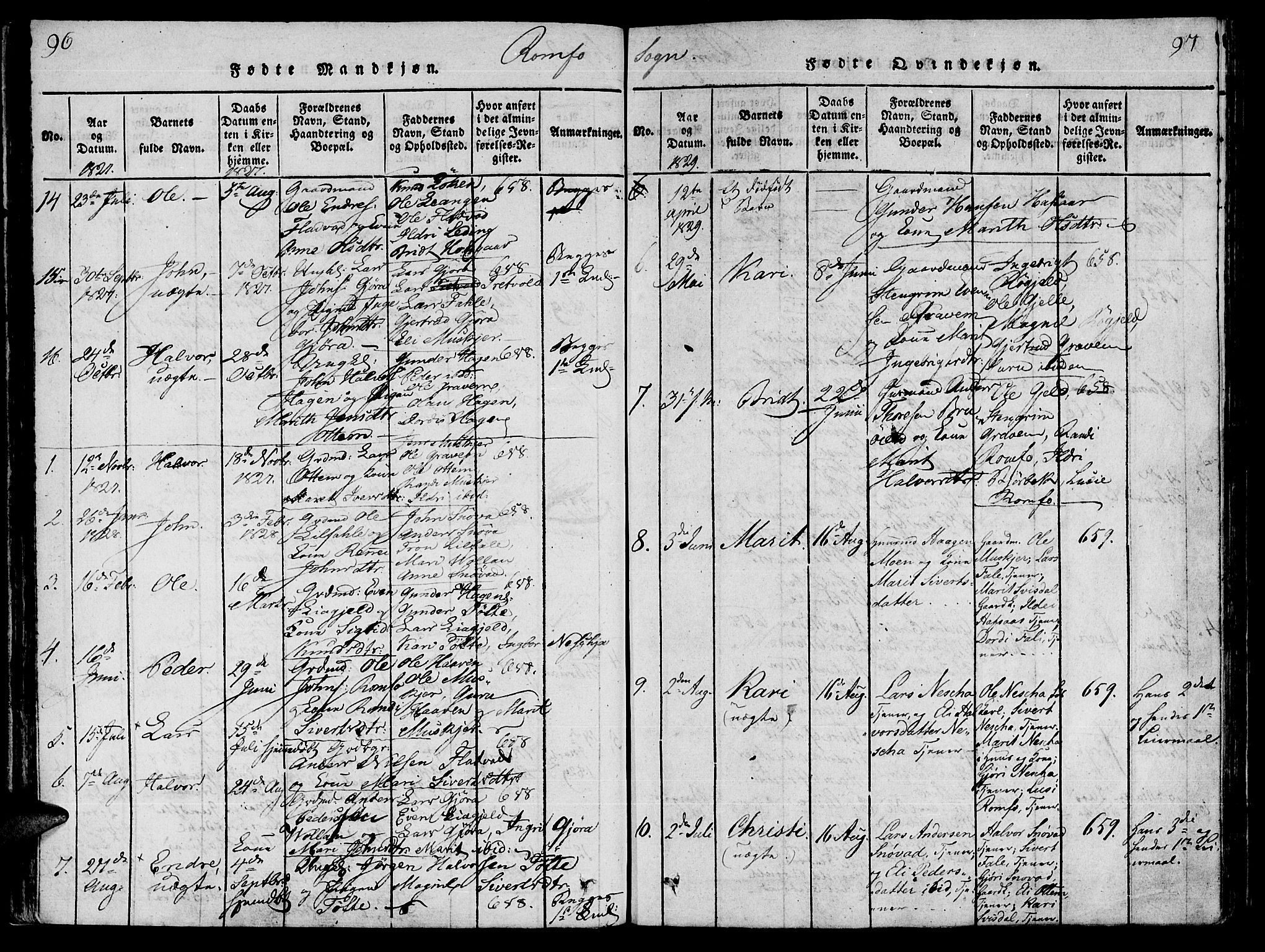Ministerialprotokoller, klokkerbøker og fødselsregistre - Møre og Romsdal, SAT/A-1454/590/L1010: Parish register (official) no. 590A03 /2, 1820-1832, p. 96-97