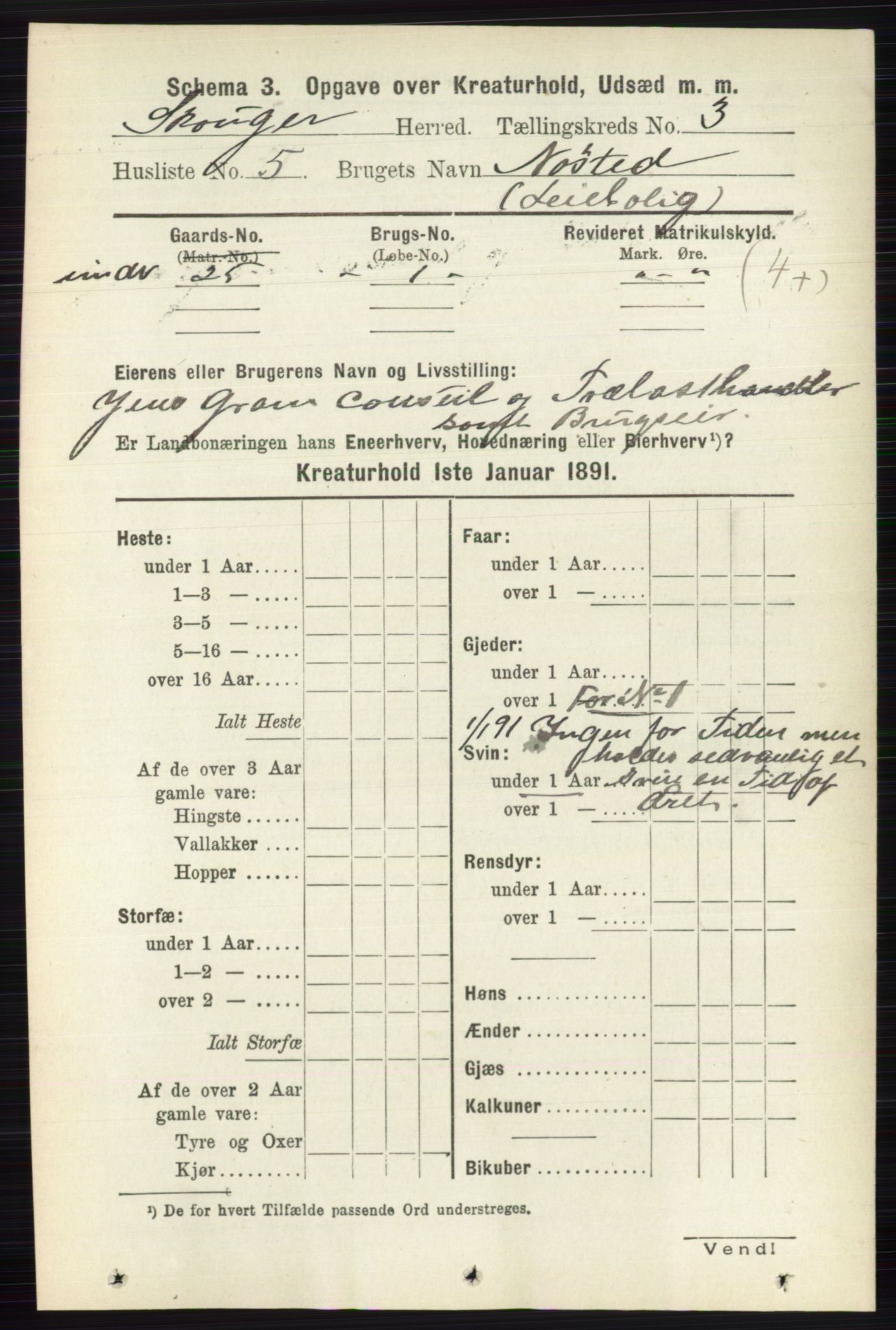 RA, 1891 census for 0712 Skoger, 1891, p. 4633