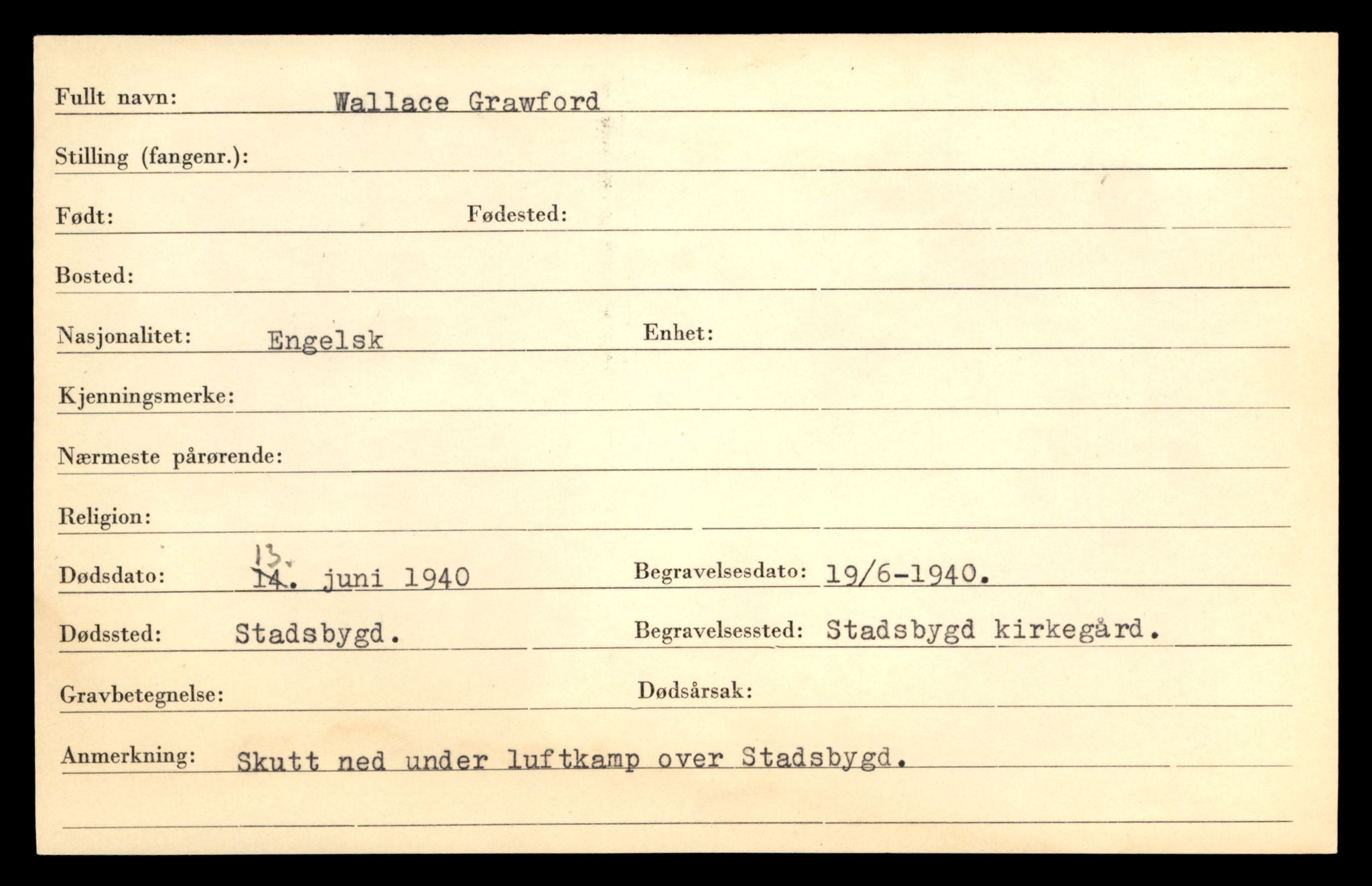 Distriktskontoret for krigsgraver, AV/SAT-A-5030/E/L0005: Kasett/kartotek over falne Britiske og tyske solater, samt andre nasjoners krigsgraver, 1945, p. 1745