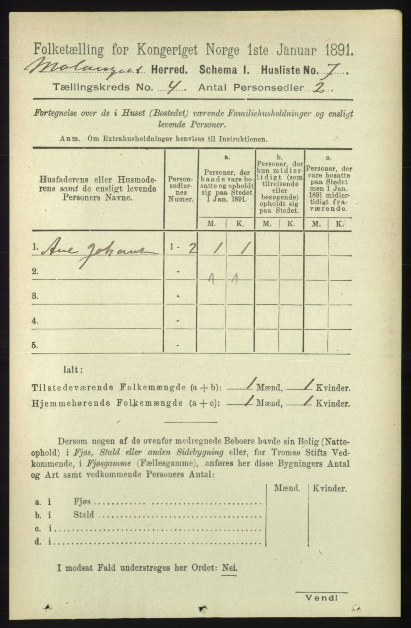 RA, 1891 census for 1932 Malangen, 1891, p. 1042