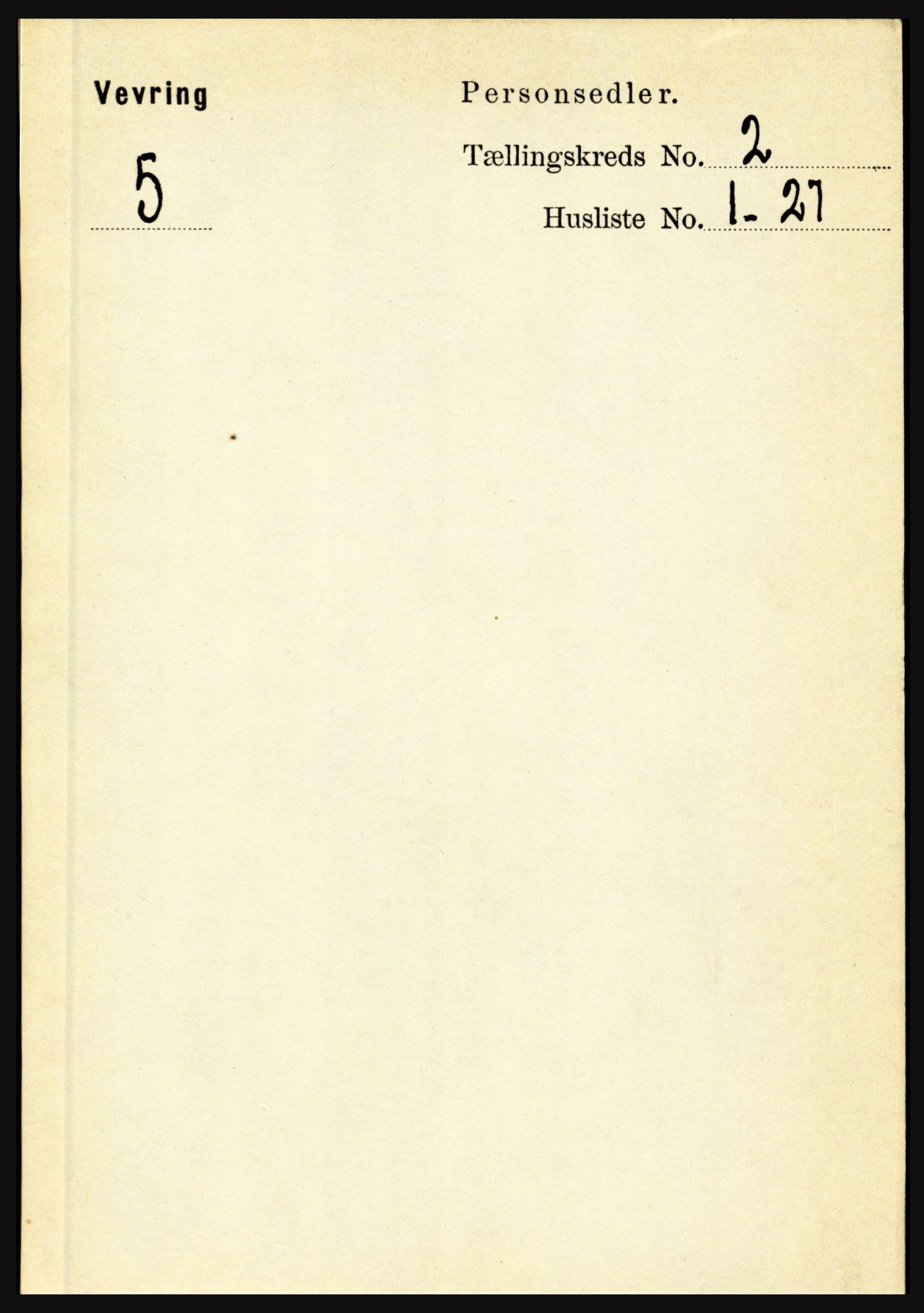 RA, 1891 census for 1434 Vevring, 1891, p. 425