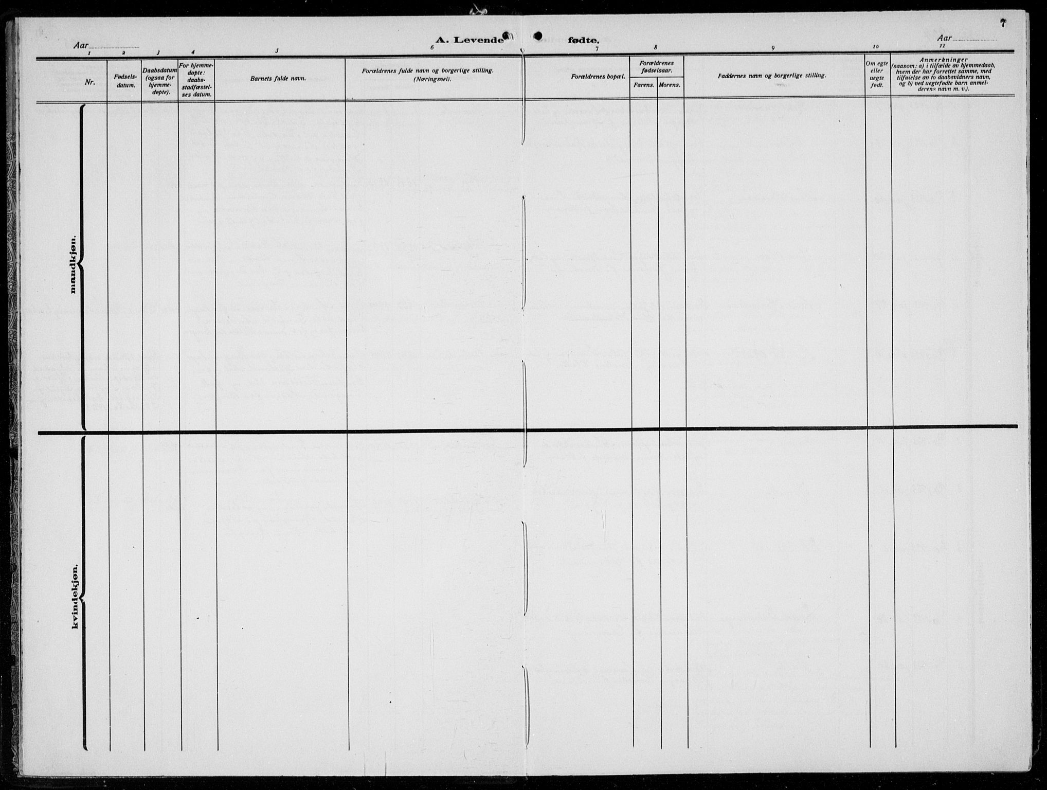 Birkeland Sokneprestembete, SAB/A-74601/H/Hab: Parish register (copy) no. A  8, 1923-1933, p. 7