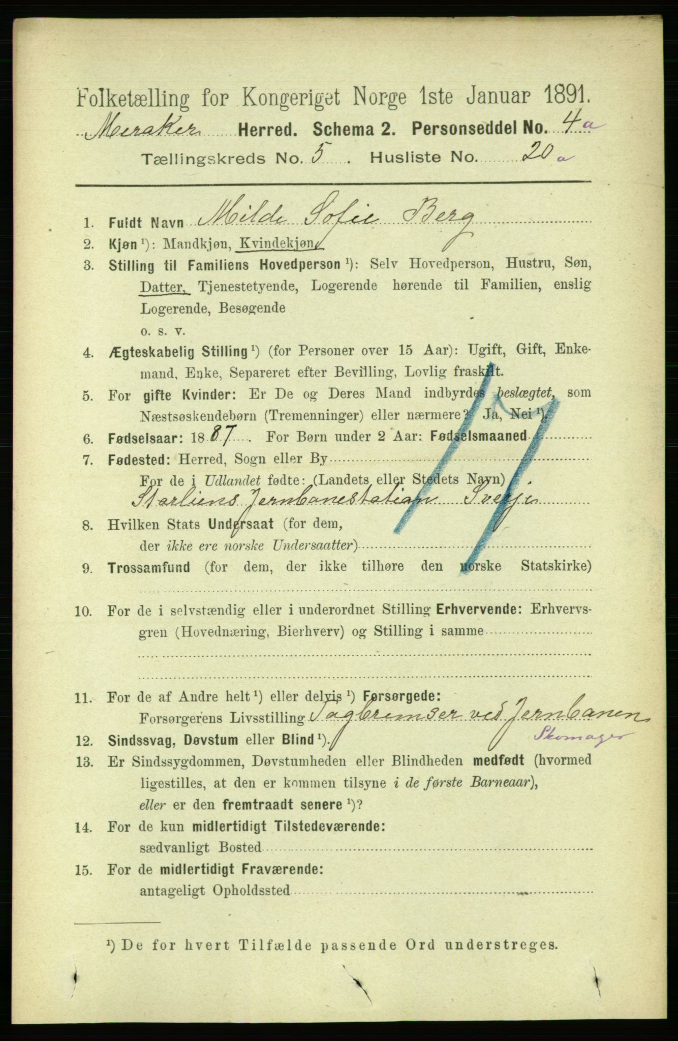 RA, 1891 census for 1711 Meråker, 1891, p. 2003