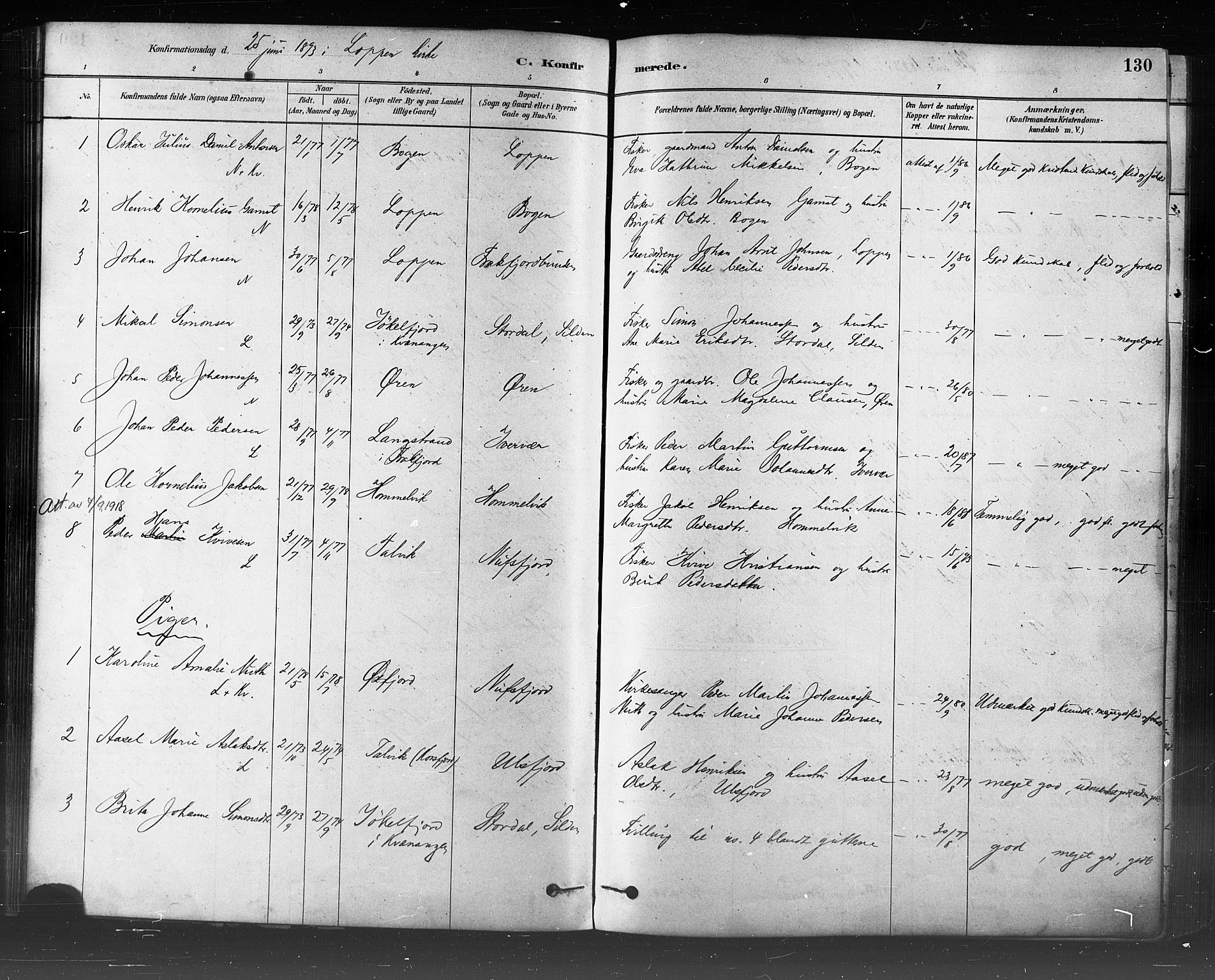 Loppa sokneprestkontor, SATØ/S-1339/H/Ha/L0006kirke: Parish register (official) no. 6, 1879-1895, p. 130
