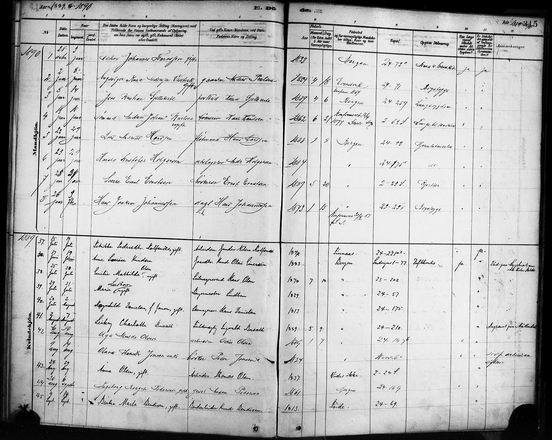 Sandviken Sokneprestembete, SAB/A-77601/H/Ha/L0002: Parish register (official) no. A 2, 1878-1896, p. 315