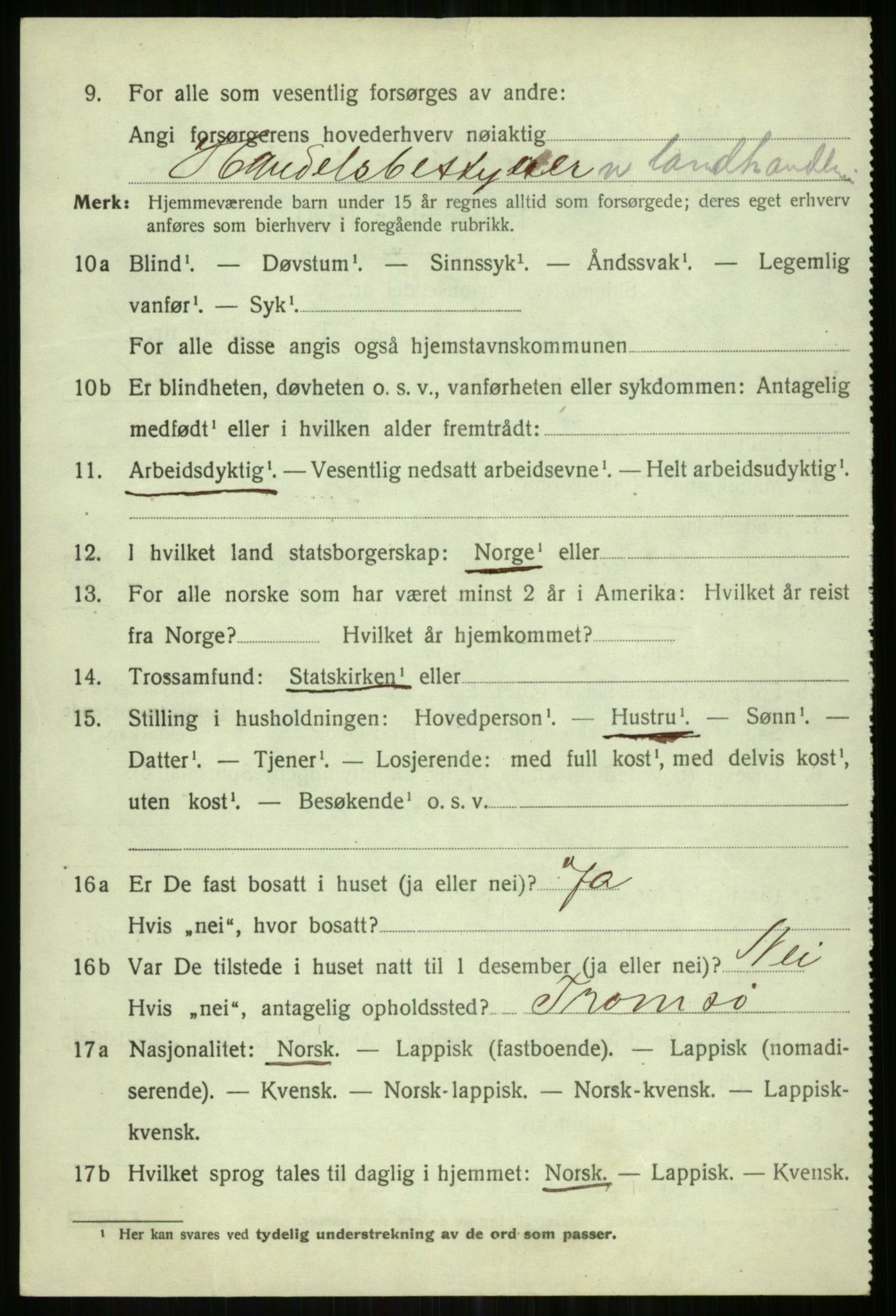 SATØ, 1920 census for Karlsøy, 1920, p. 5413