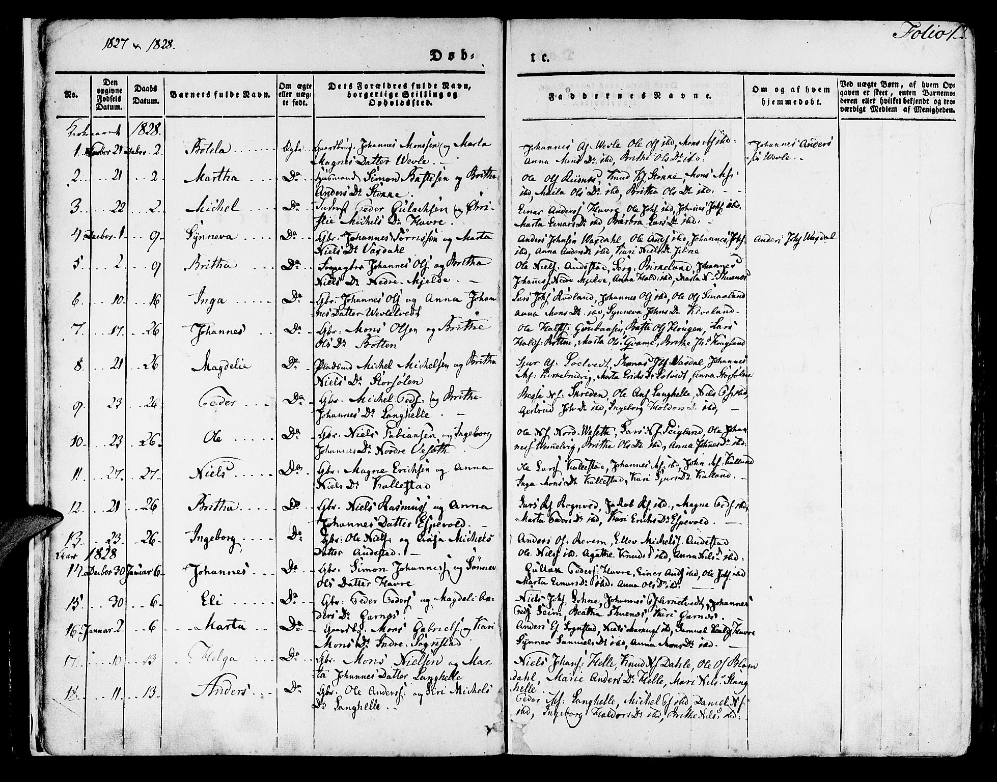 Haus sokneprestembete, AV/SAB-A-75601/H/Haa: Parish register (official) no. A 14, 1827-1838, p. 1