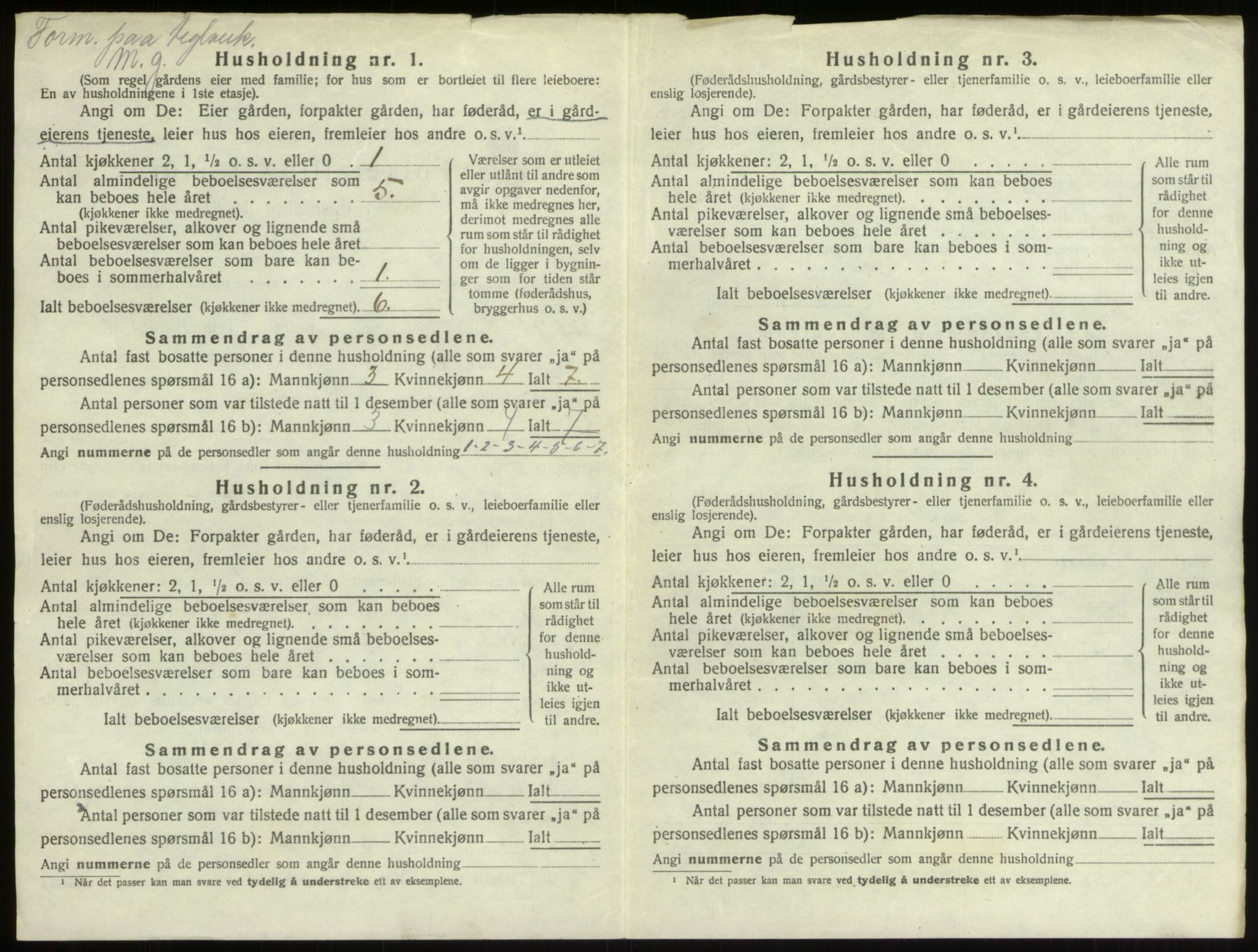 SAO, 1920 census for Borge, 1920, p. 276