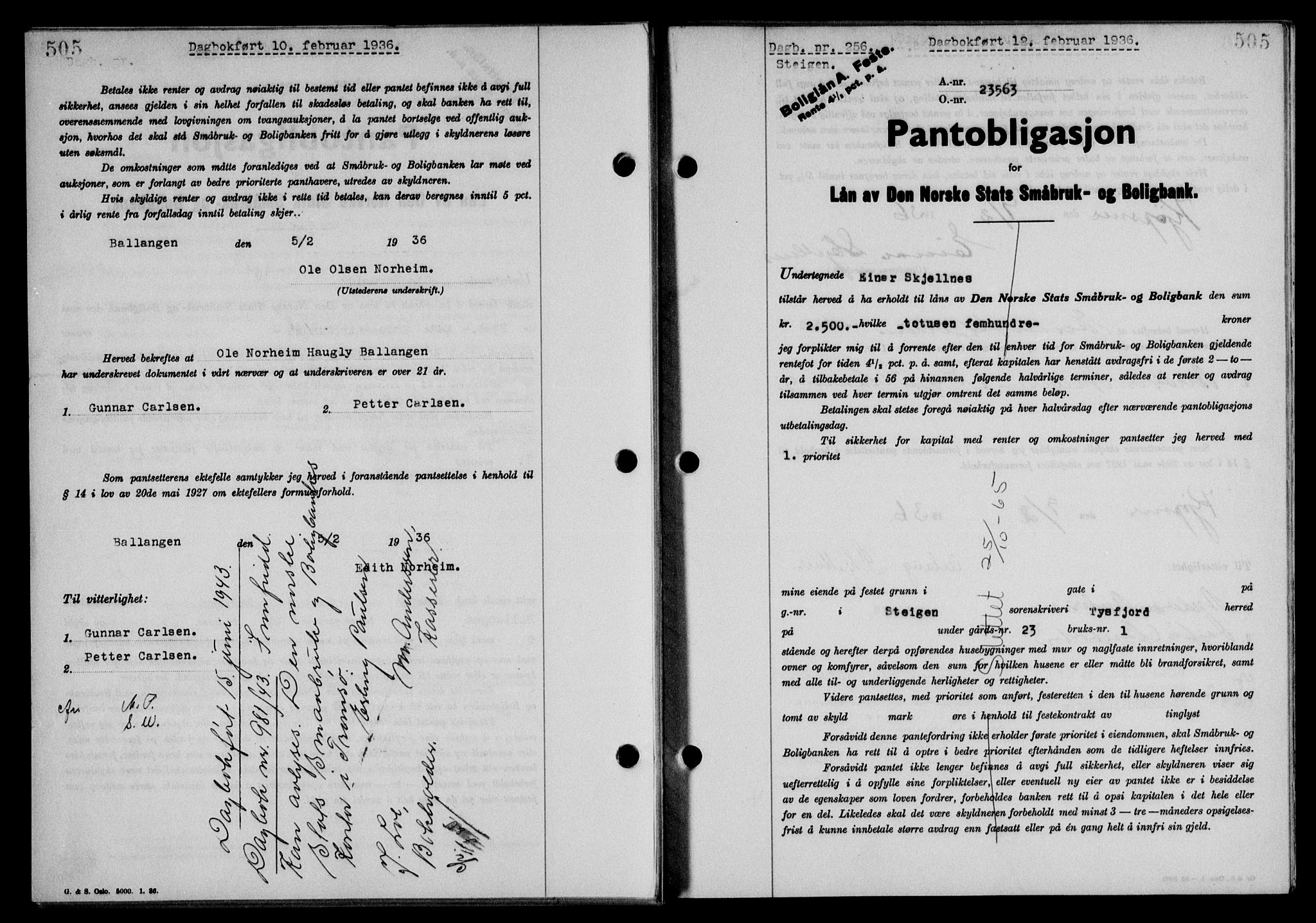 Steigen og Ofoten sorenskriveri, SAT/A-0030/1/2/2C/L0026: Mortgage book no. 30, 1935-1936, Deed date: 12.02.1936