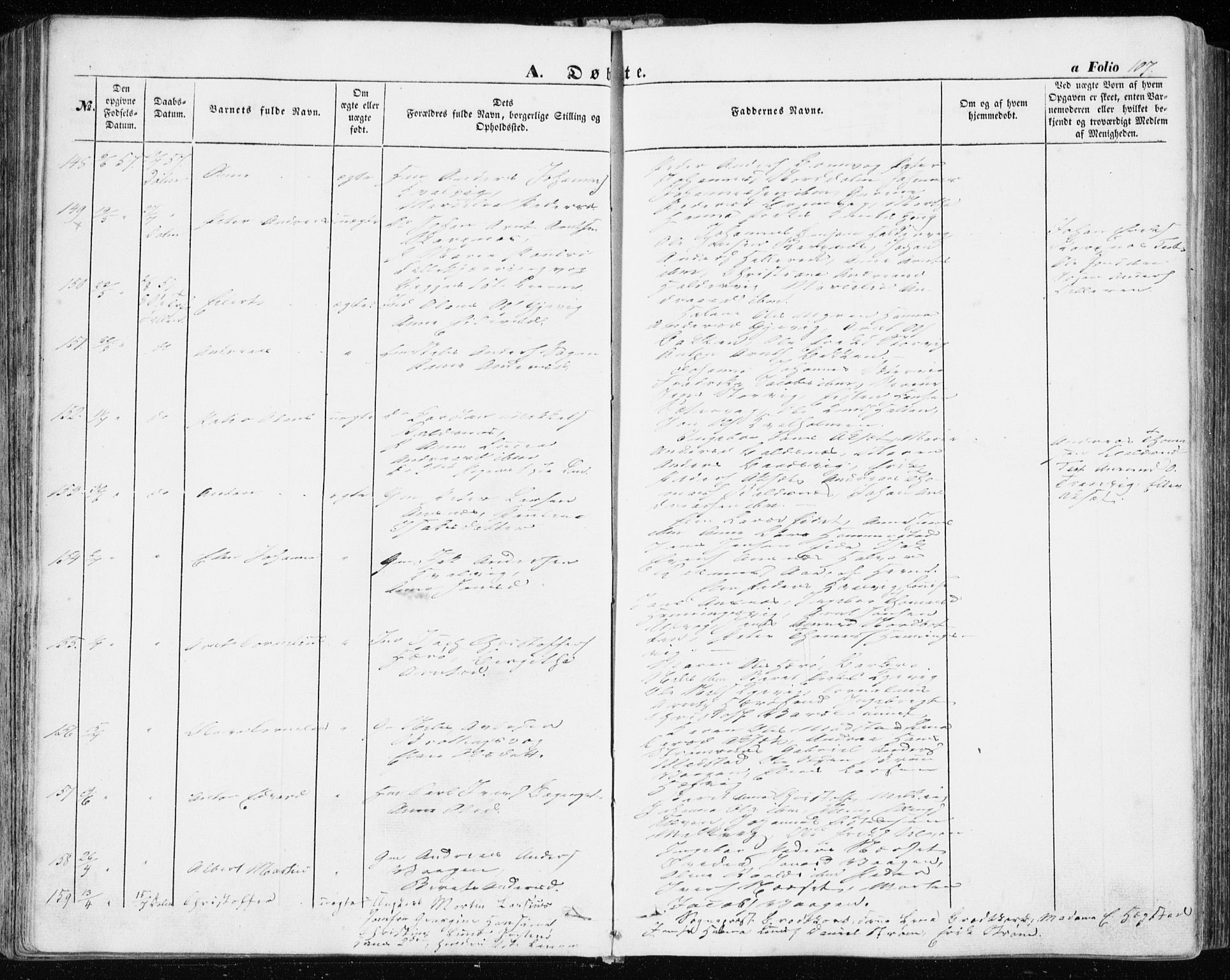 Ministerialprotokoller, klokkerbøker og fødselsregistre - Sør-Trøndelag, SAT/A-1456/634/L0530: Parish register (official) no. 634A06, 1852-1860, p. 107