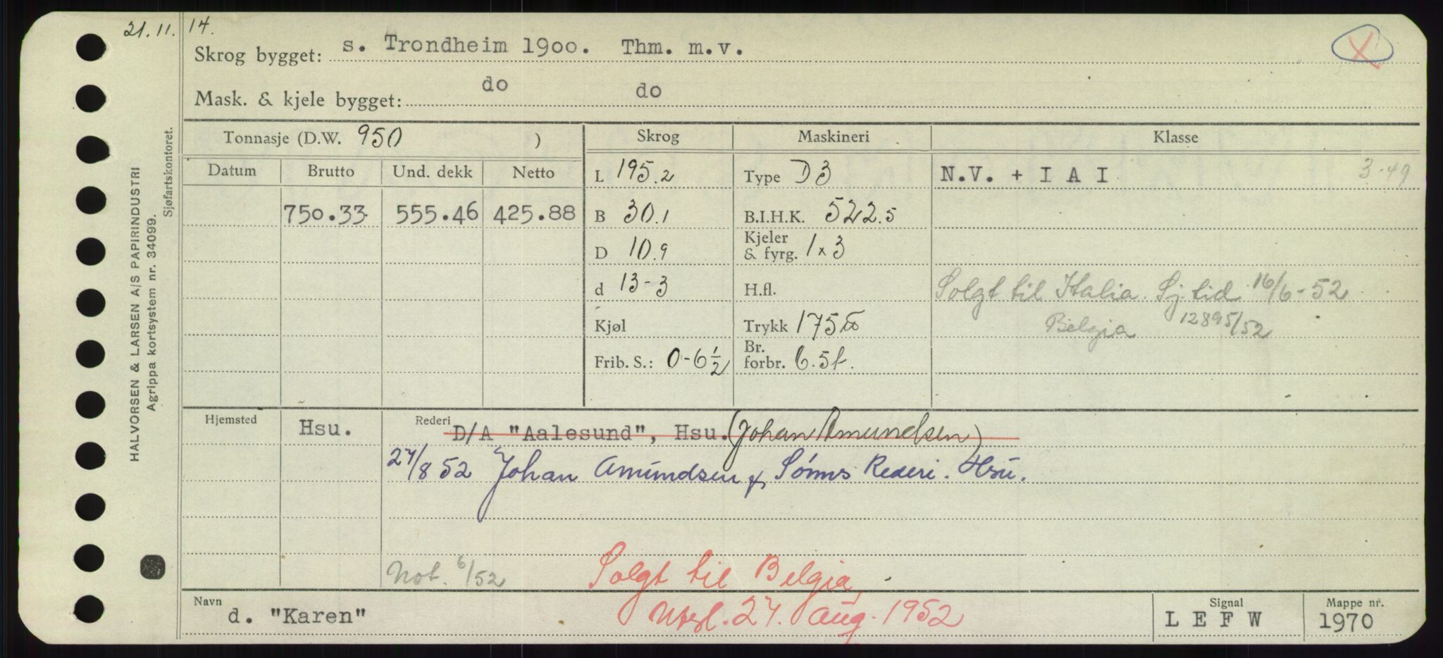 Sjøfartsdirektoratet med forløpere, Skipsmålingen, RA/S-1627/H/Hd/L0020: Fartøy, K-Kon, p. 69