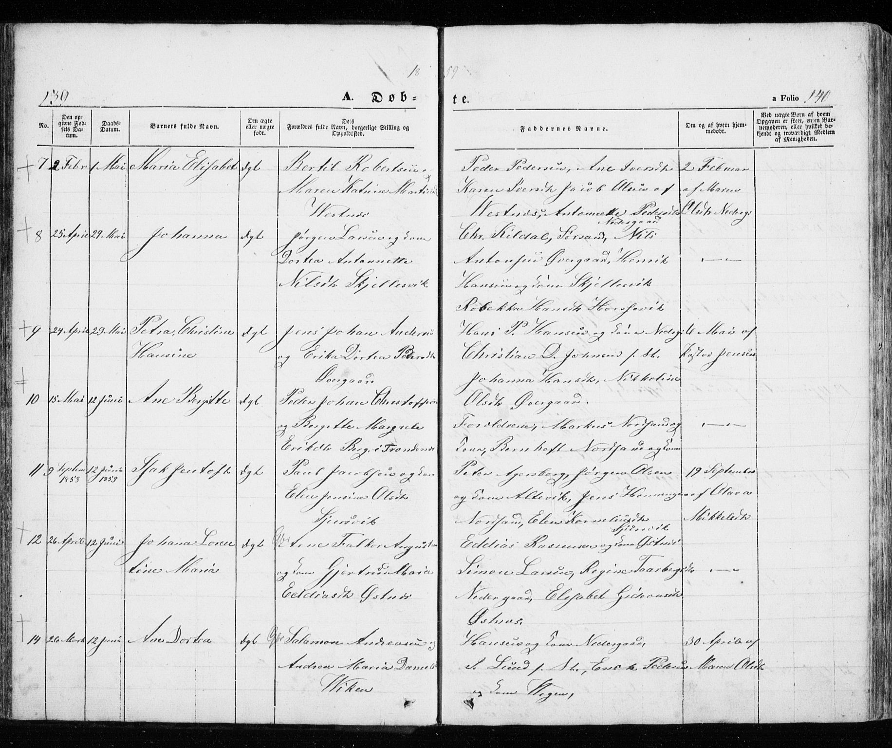 Trondenes sokneprestkontor, SATØ/S-1319/H/Ha/L0010kirke: Parish register (official) no. 10, 1840-1865, p. 139-140
