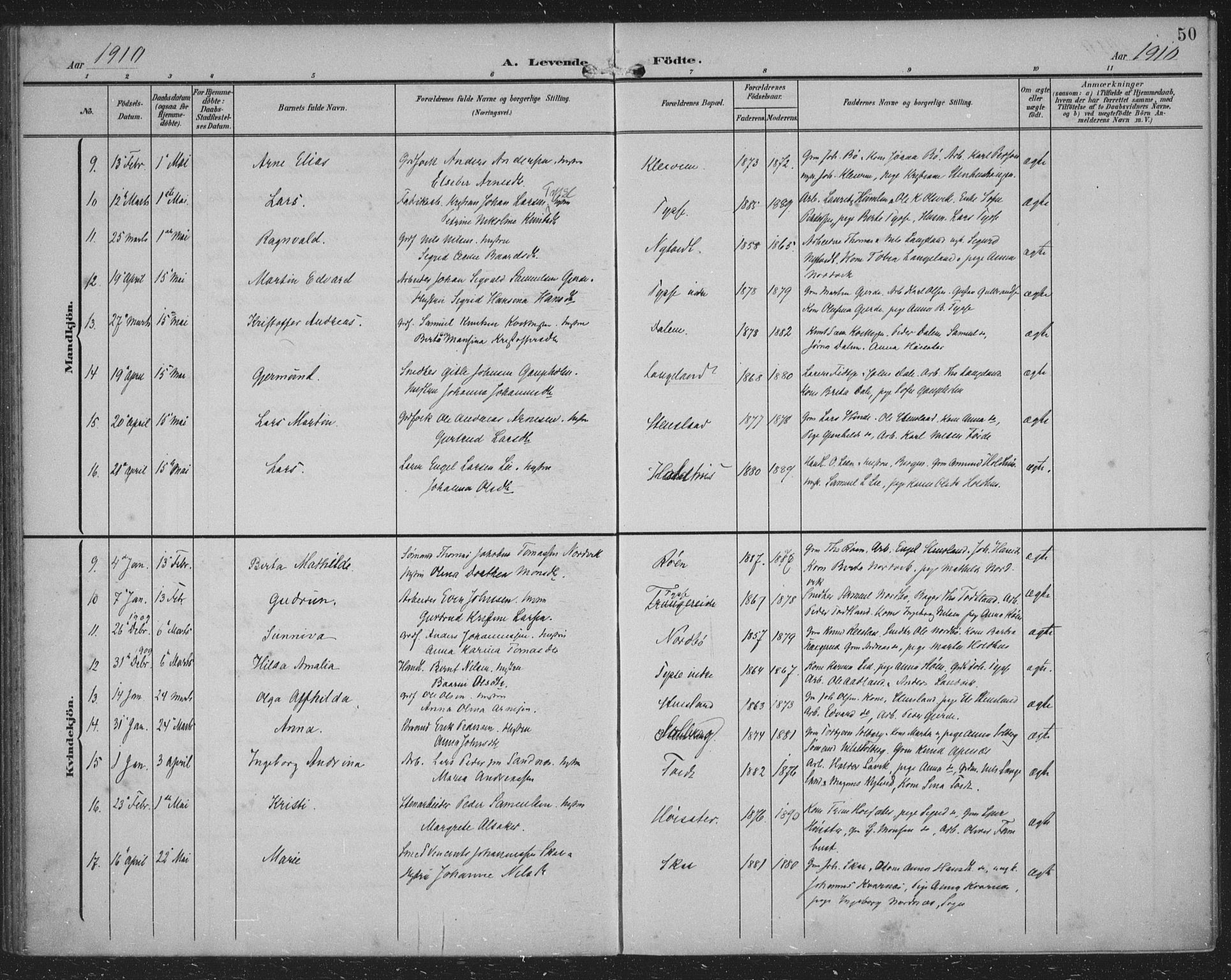 Samnanger Sokneprestembete, AV/SAB-A-77501/H/Haa: Parish register (official) no. A 2, 1902-1918, p. 50