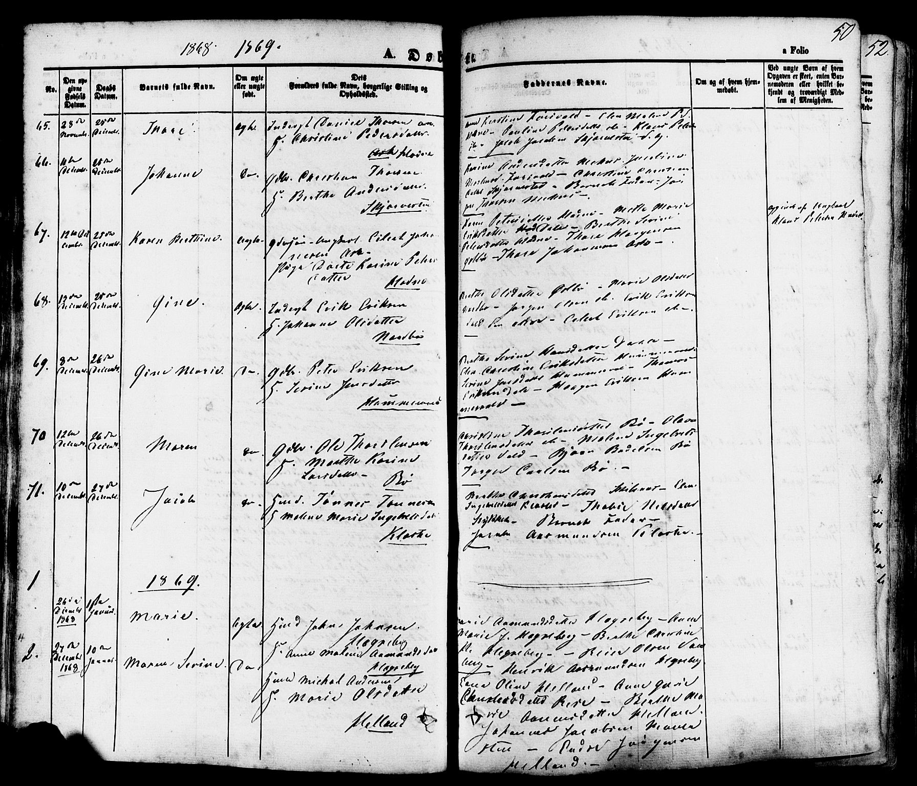 Rennesøy sokneprestkontor, SAST/A -101827/H/Ha/Haa/L0006: Parish register (official) no. A 6, 1860-1878, p. 50