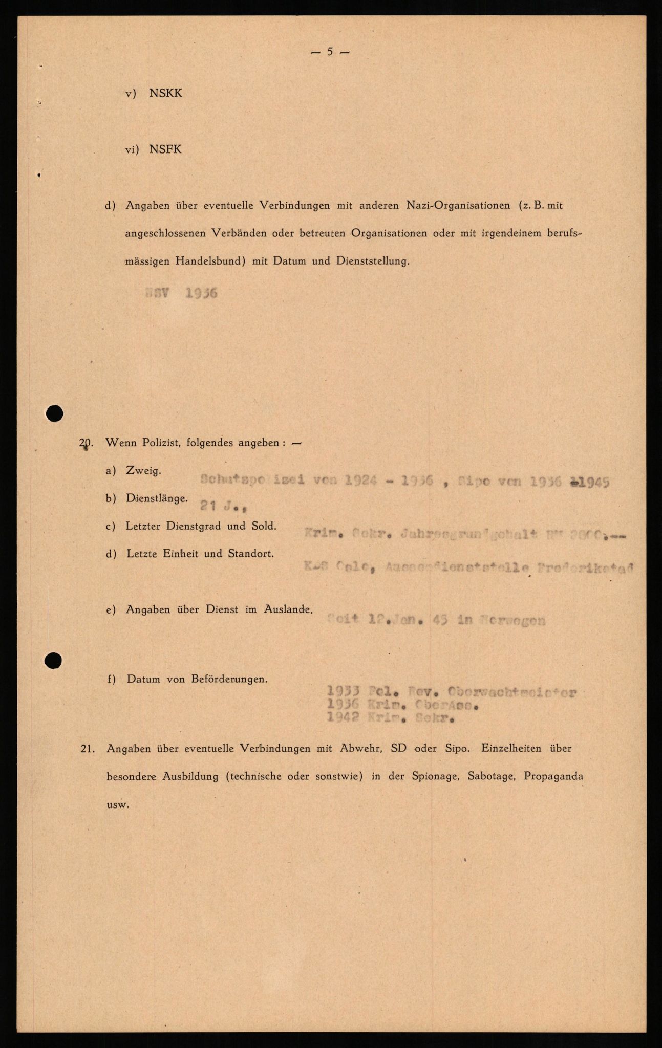 Forsvaret, Forsvarets overkommando II, AV/RA-RAFA-3915/D/Db/L0013: CI Questionaires. Tyske okkupasjonsstyrker i Norge. Tyskere., 1945-1946, p. 423