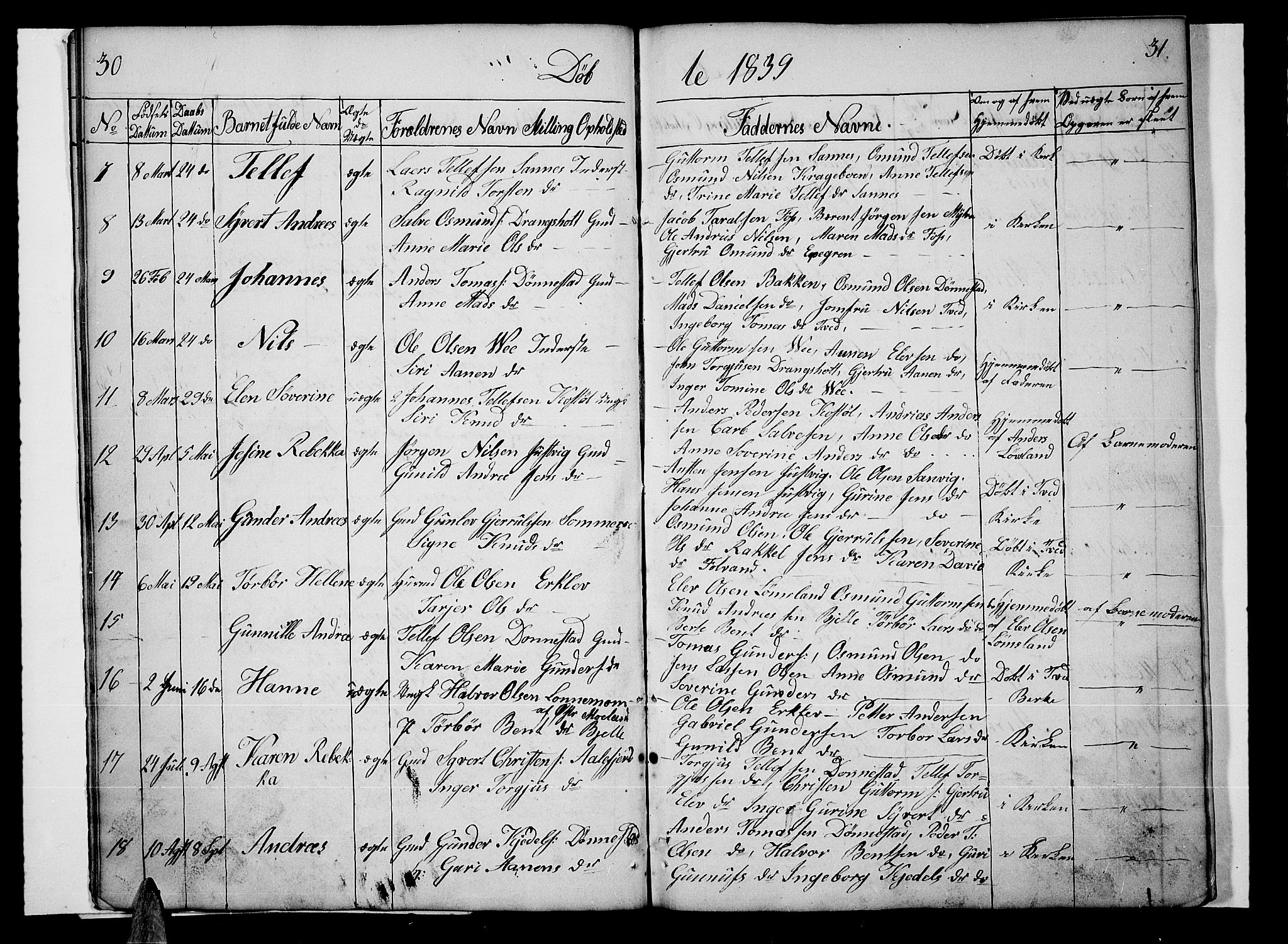 Tveit sokneprestkontor, AV/SAK-1111-0043/F/Fb/L0002: Parish register (copy) no. B 2, 1835-1854, p. 30-31