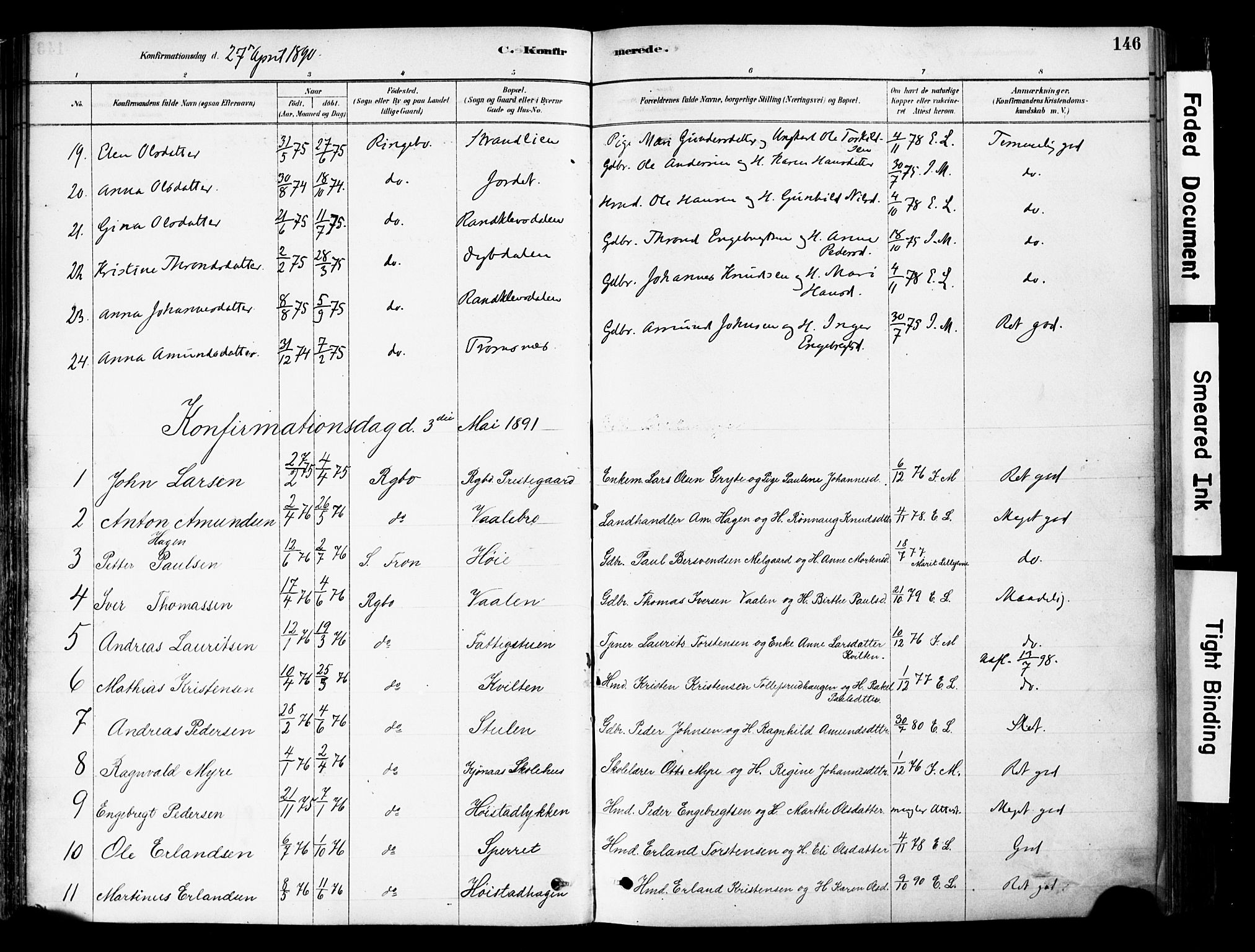 Ringebu prestekontor, SAH/PREST-082/H/Ha/Haa/L0008: Parish register (official) no. 8, 1878-1898, p. 146