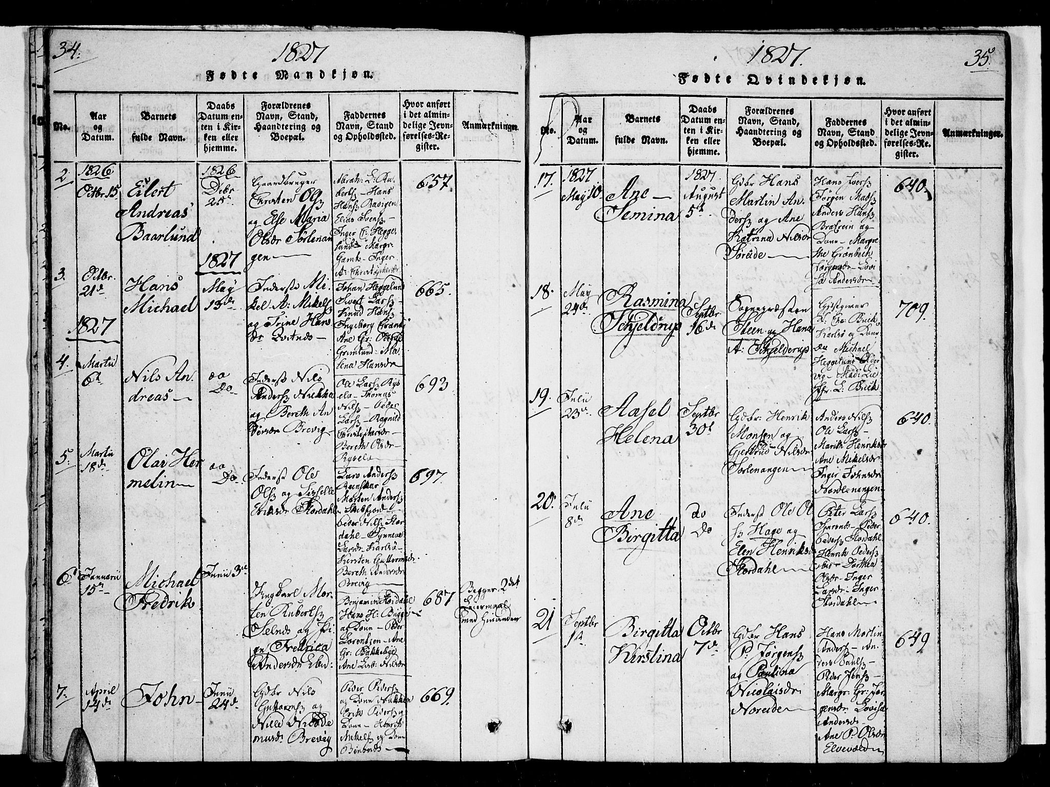 Karlsøy sokneprestembete, AV/SATØ-S-1299/H/Ha/Haa/L0002kirke: Parish register (official) no. 2, 1823-1842, p. 34-35