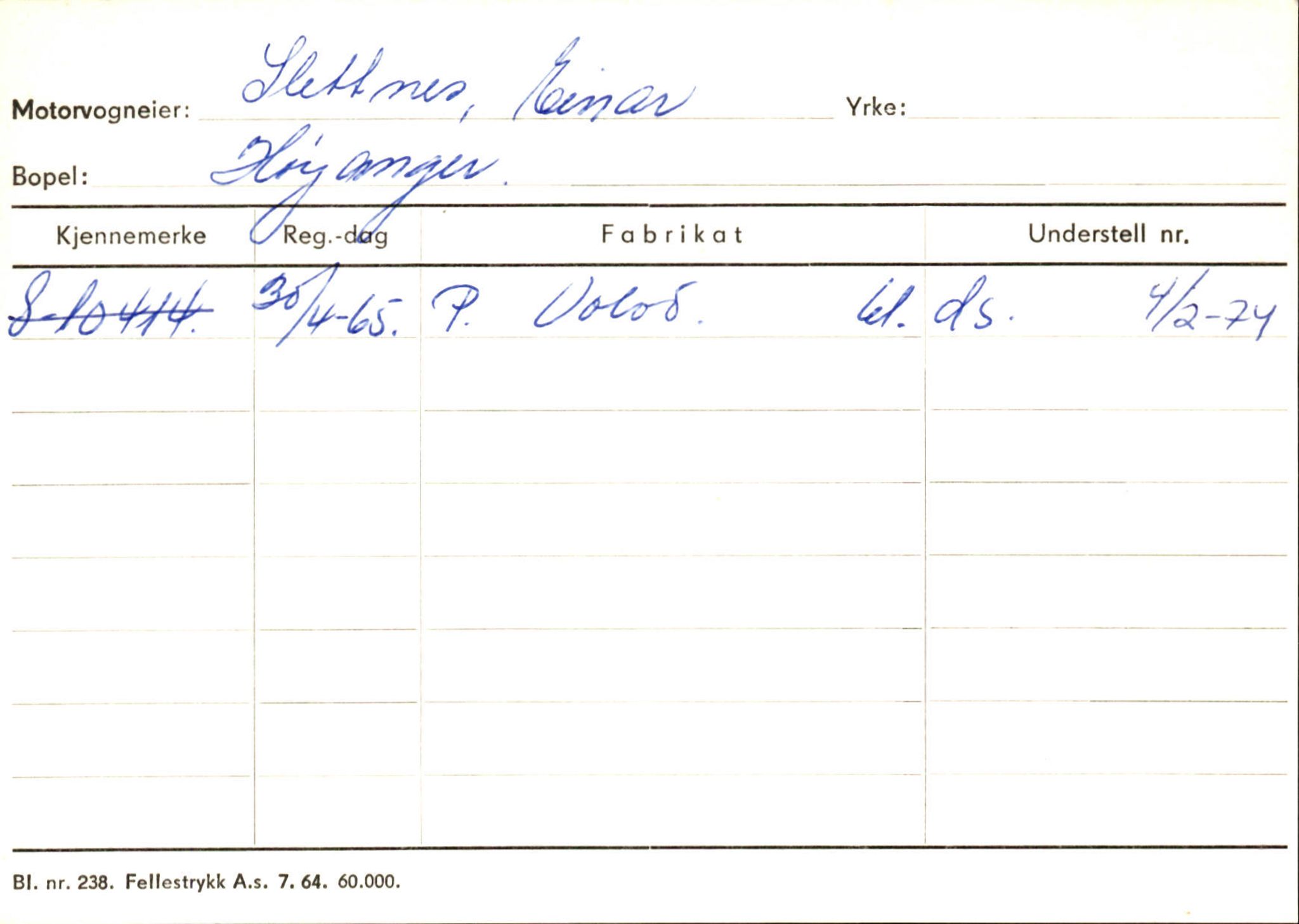 Statens vegvesen, Sogn og Fjordane vegkontor, AV/SAB-A-5301/4/F/L0131: Eigarregister Høyanger P-Å. Stryn S-Å, 1945-1975, p. 271