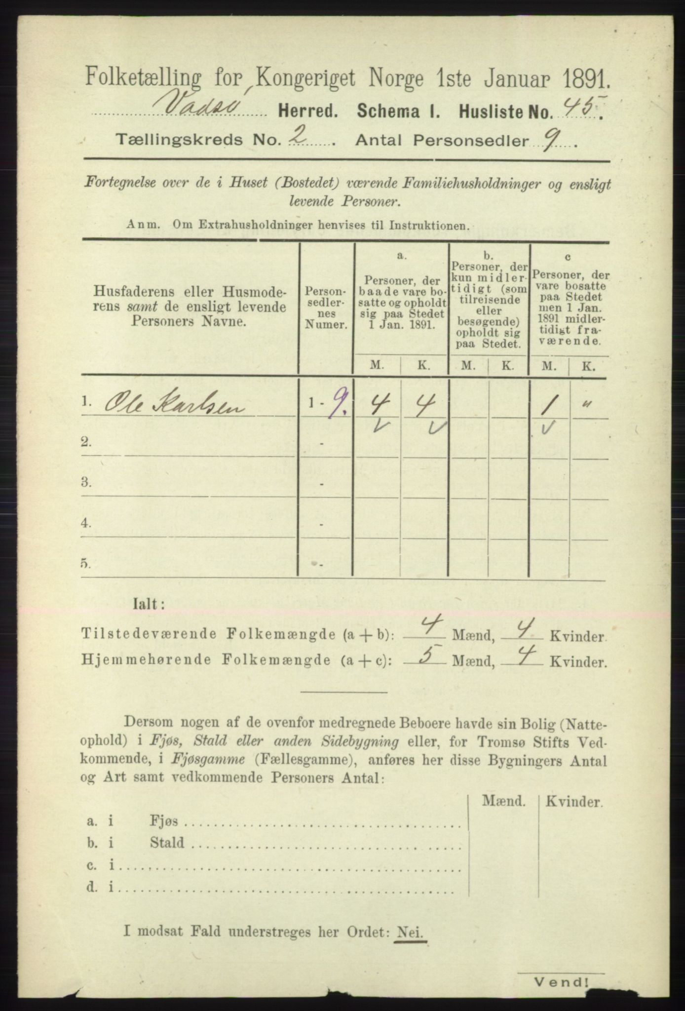 RA, 1891 census for 2029 Vadsø, 1891, p. 448