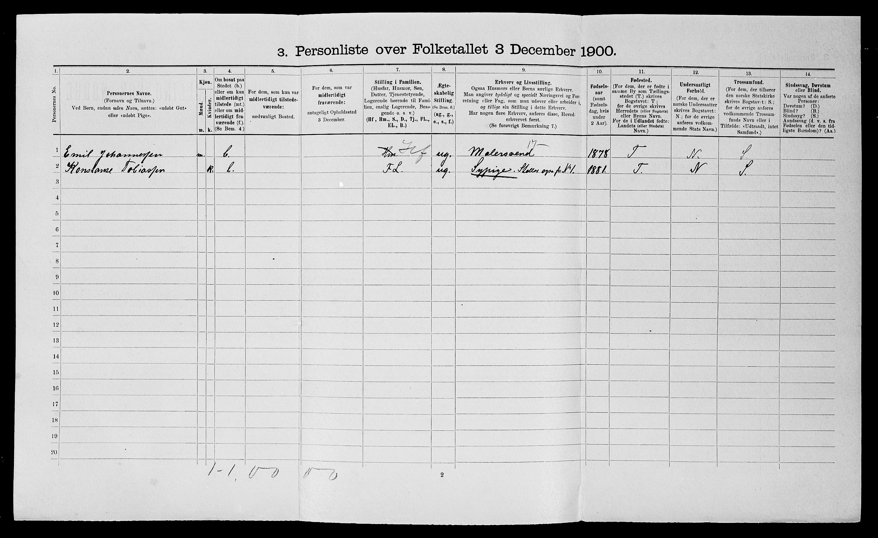 SATØ, 1900 census for Tromsø, 1900, p. 249