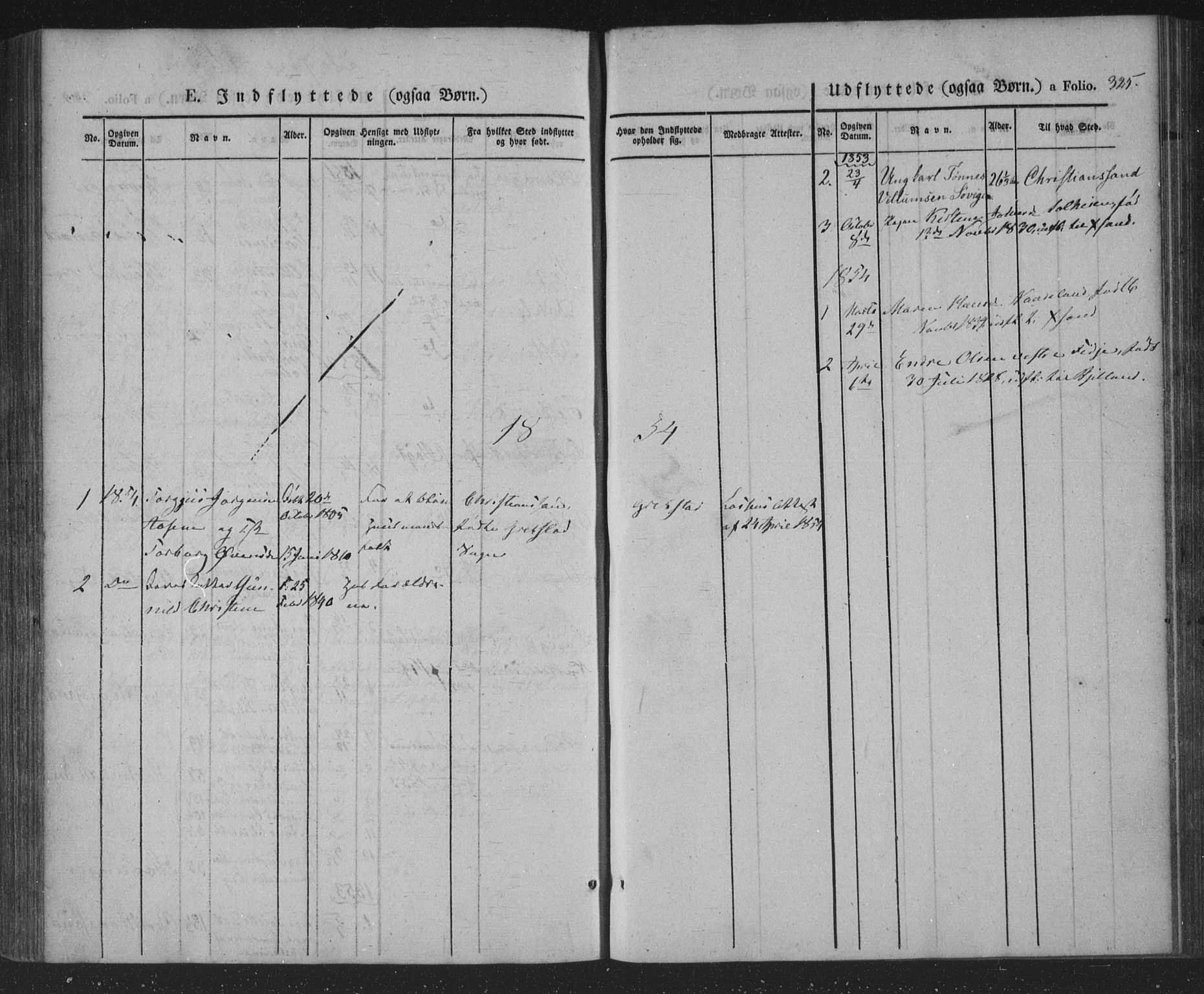 Søgne sokneprestkontor, AV/SAK-1111-0037/F/Fa/Fab/L0009: Parish register (official) no. A 9, 1838-1853, p. 325