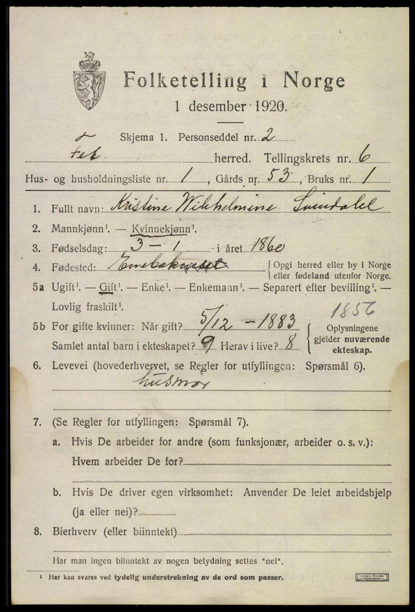 SAO, 1920 census for Fet, 1920, p. 6966